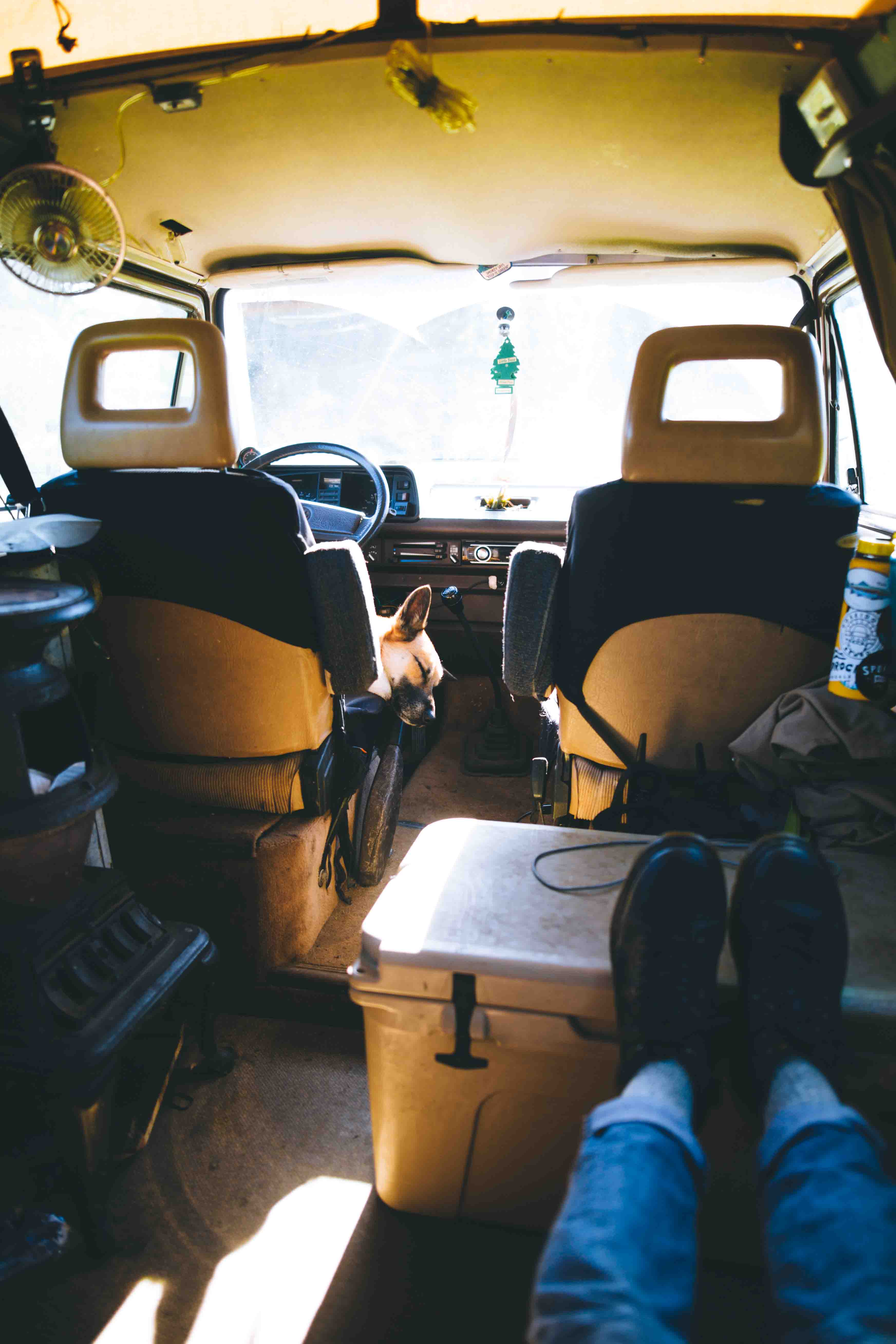 Cedar and I letting the van warm up!