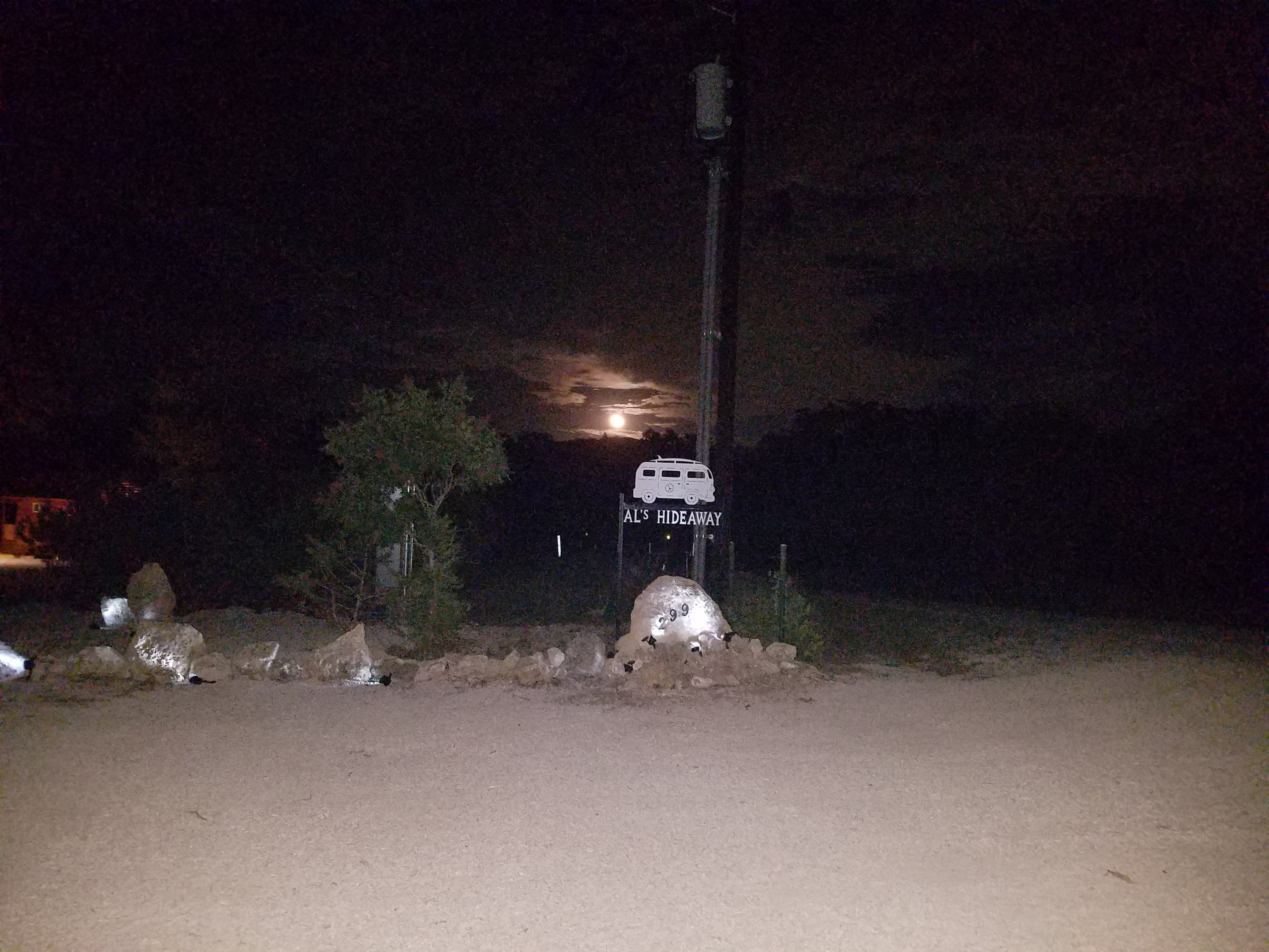 Entrance sign when we have a full moon
