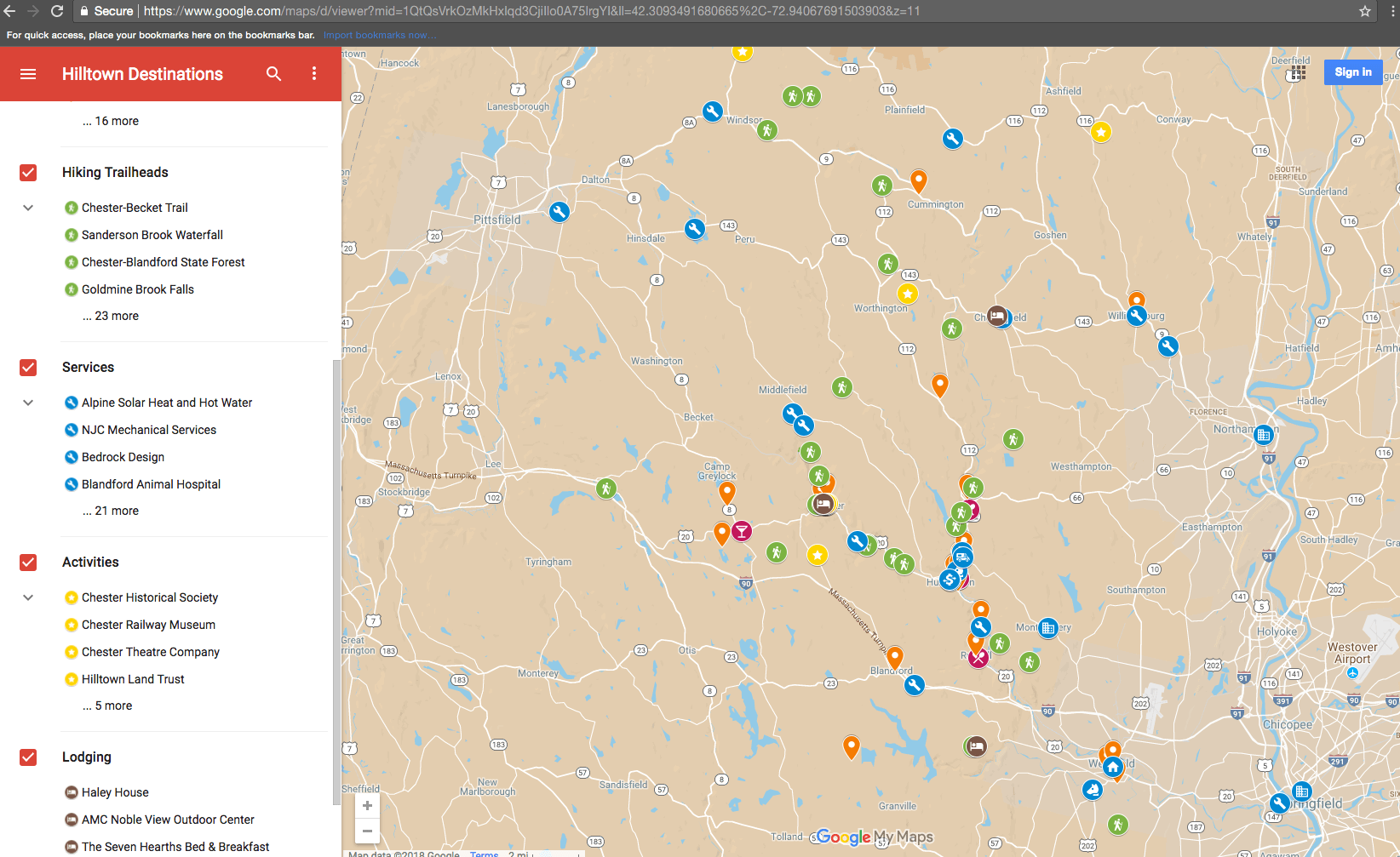 Follow the link and check out the recently developed map of hikes local to Hill towns around Moss Hill! Can you find Moss Hill Farm? : )

https://www.google.com/maps/d/viewer?mid=1QtQsVrkOzMkHxlqd3CjiIlo0A75lrgYI&ll=42.24025199013903%2C-72.86636899649045&z=11