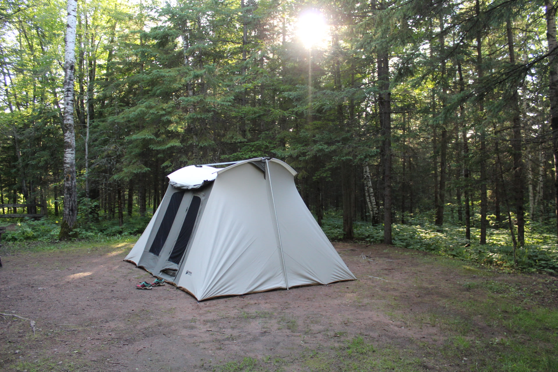 The camp site is hard rocky soil so if you have a stake down tent invest in a 2.5lb sledge hammer like I did.  