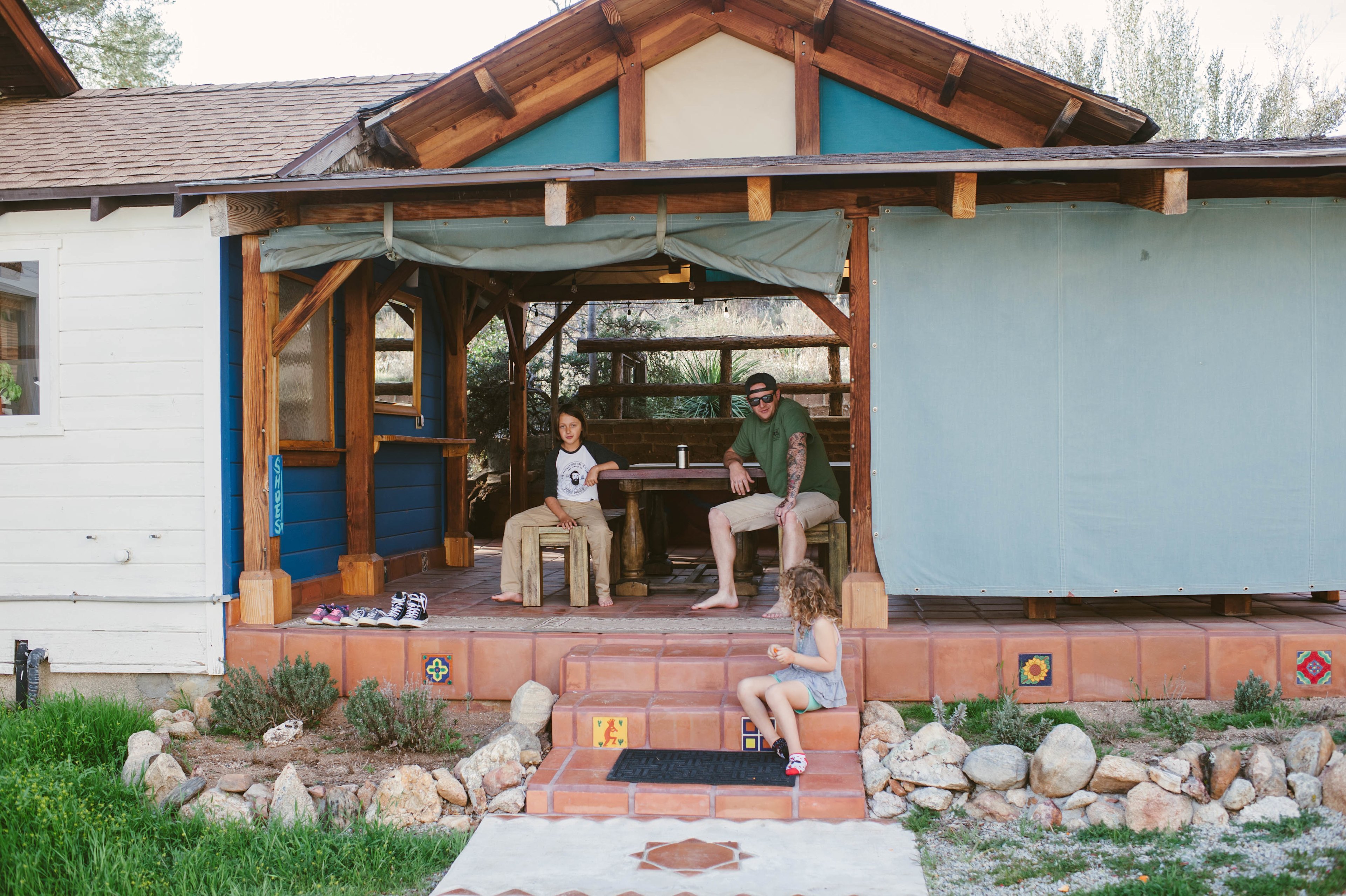 hanging out in the community patio