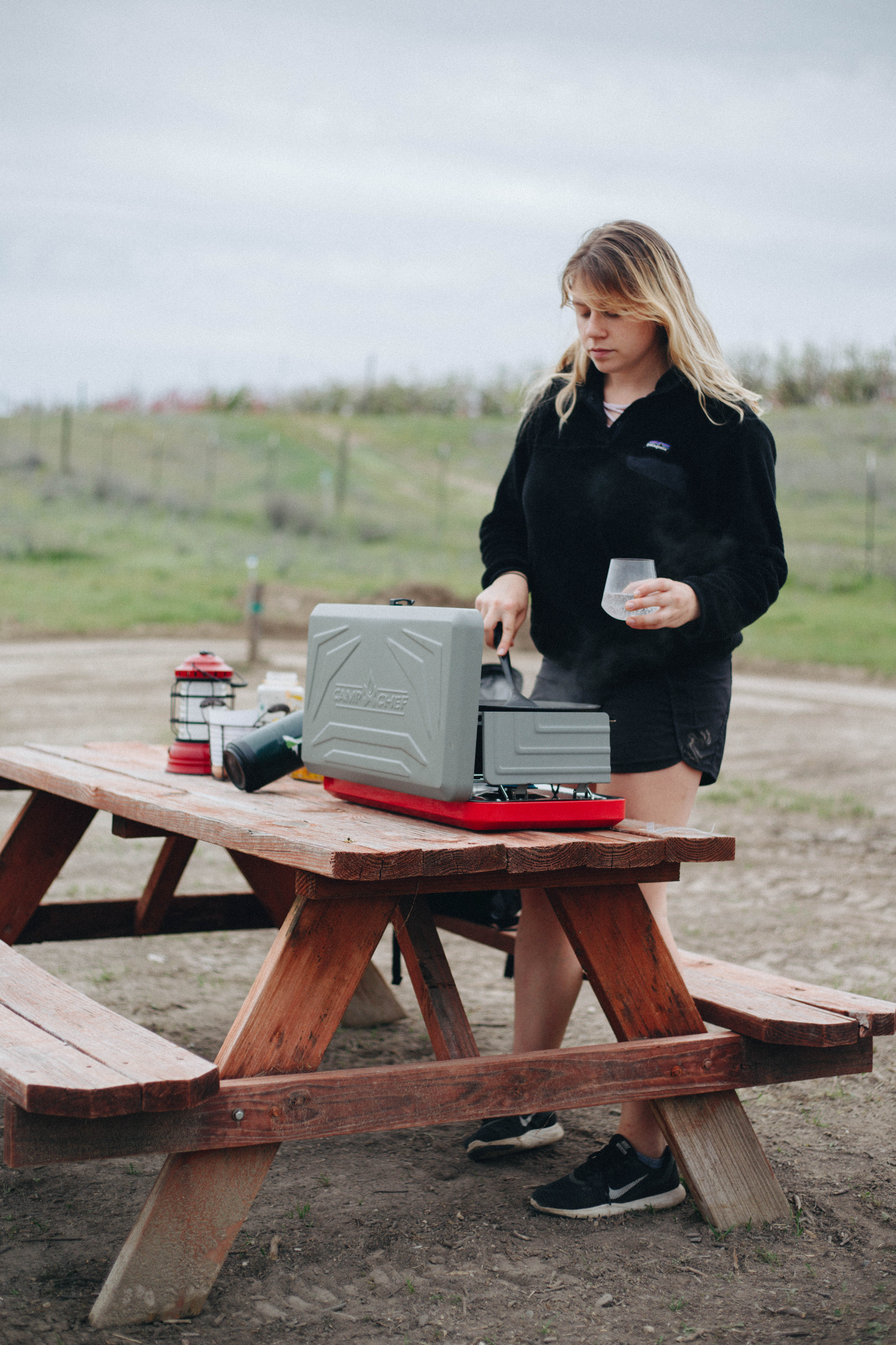 theres a picnic table in between the two campsites