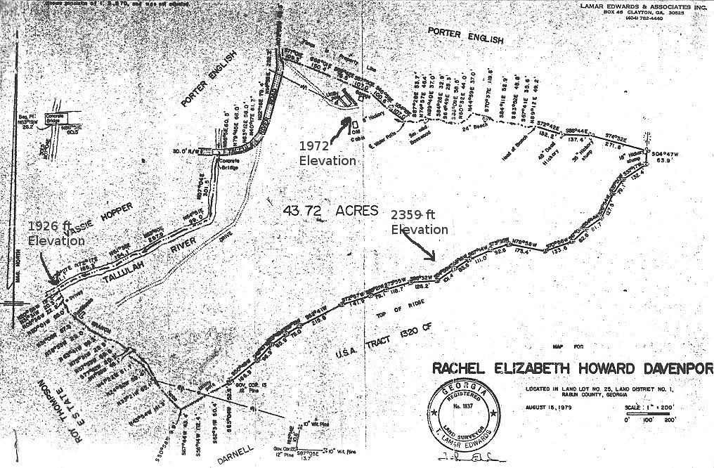 Here are the elevations (roughly) drawn onto the plat. Talk to me, the owner, and steward of this property if you want to walk the property line. And you can see there is plenty of private, trout filled river to enjoy!