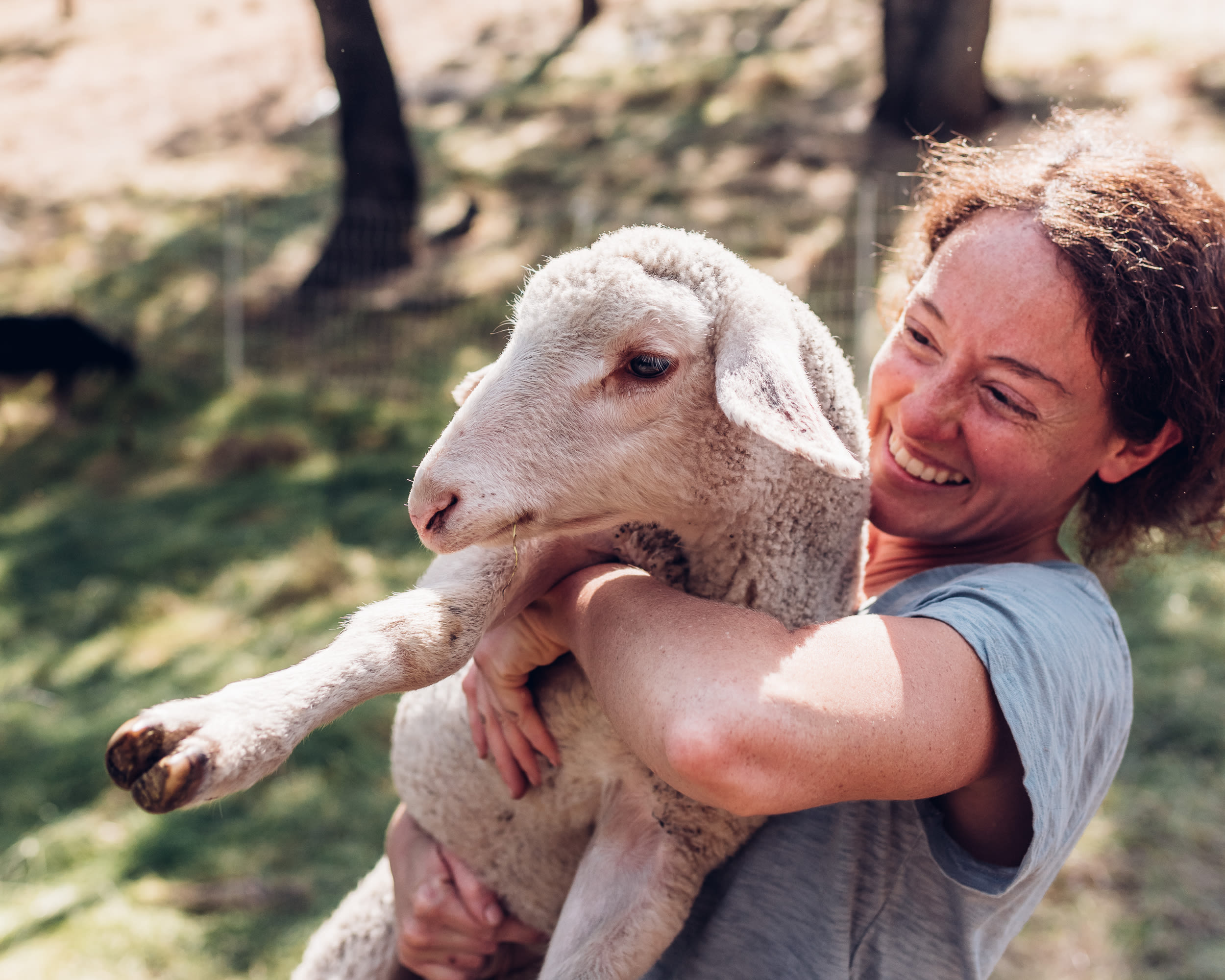 Our host Carrie and one of her sheep