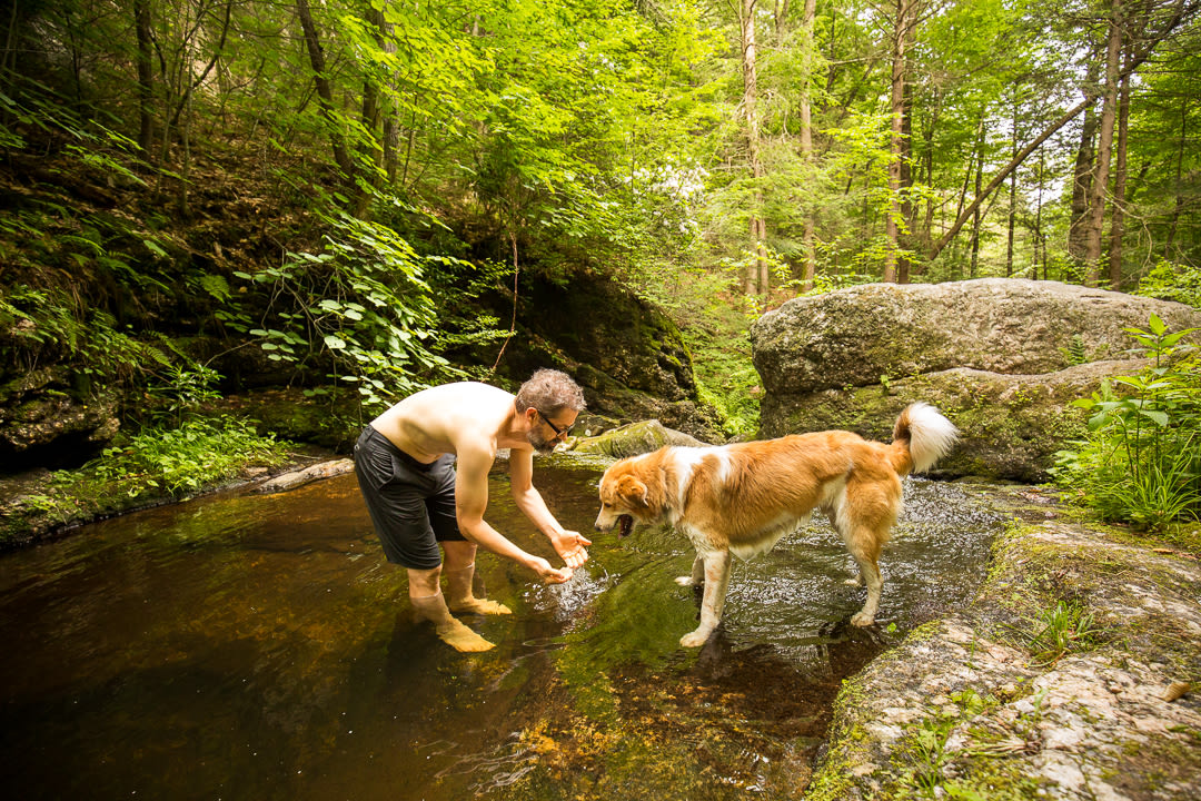Couple of guys, enjoying the water. 