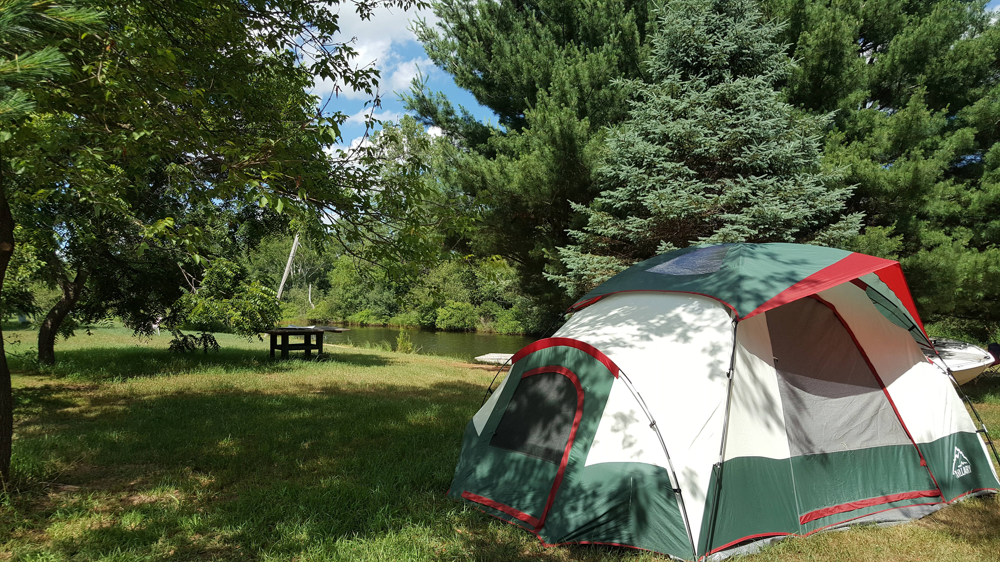 Tent just off the lake