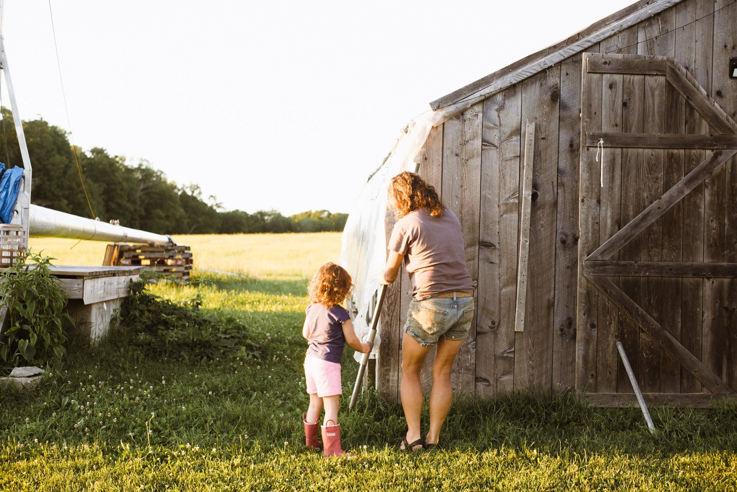 Also let her help with a farm chore, closing up the greenhouse for the night! 