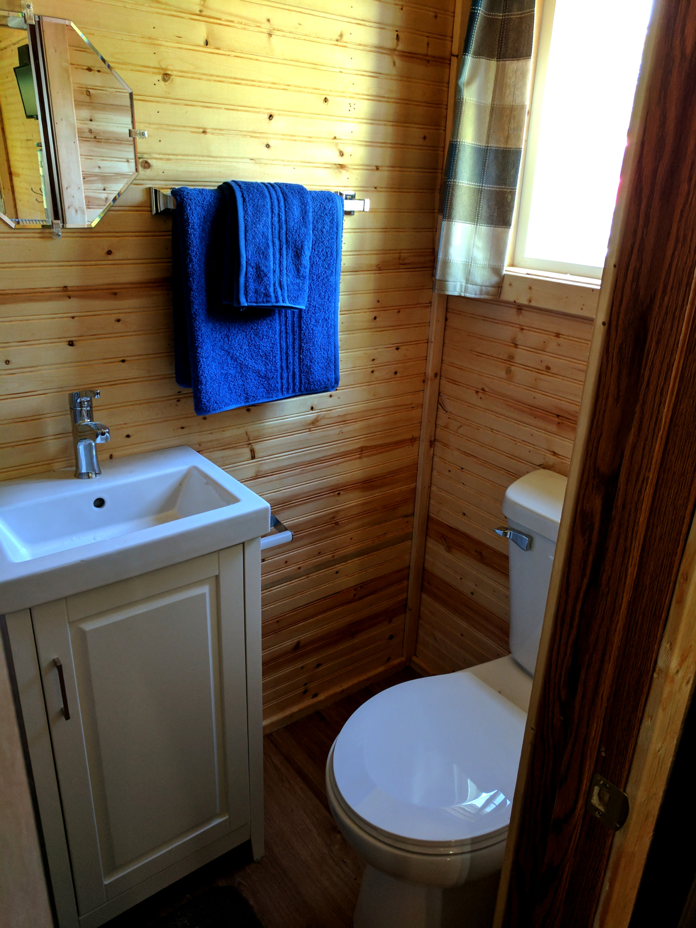 The bathroom includes a stand-up shower.
