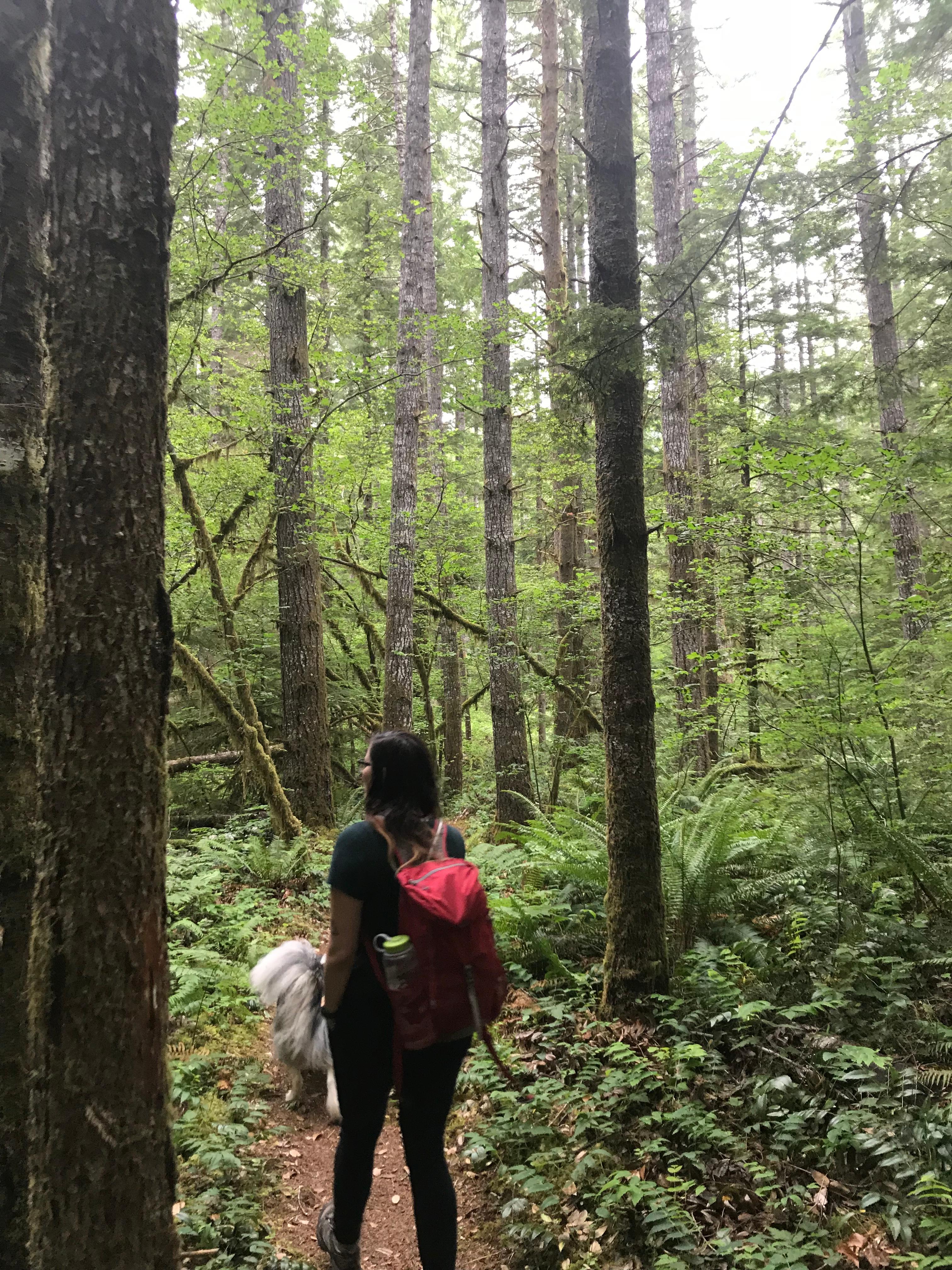 Walking down the river trail with Marlowe.