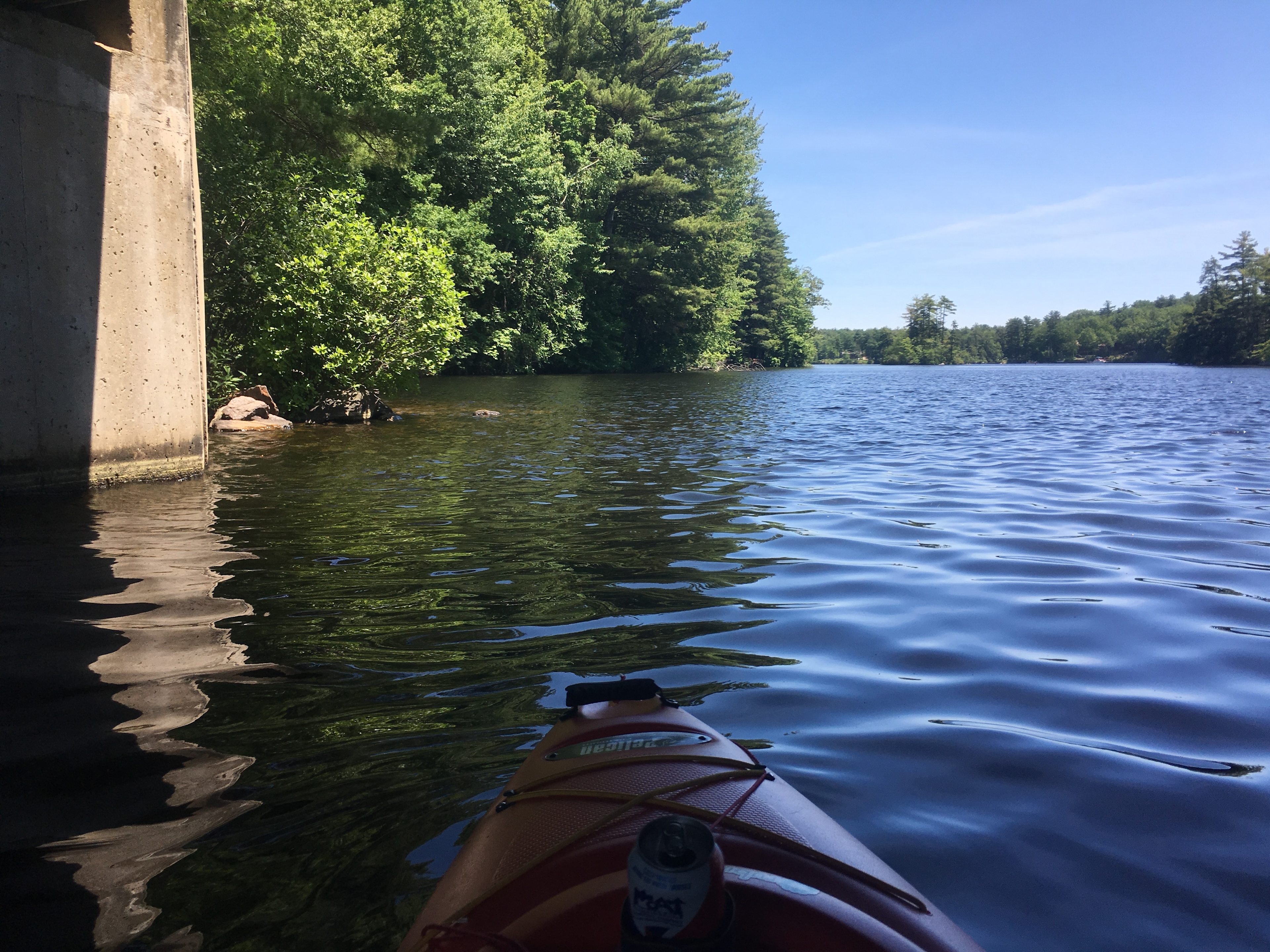Under one of the bridges that connects to an island