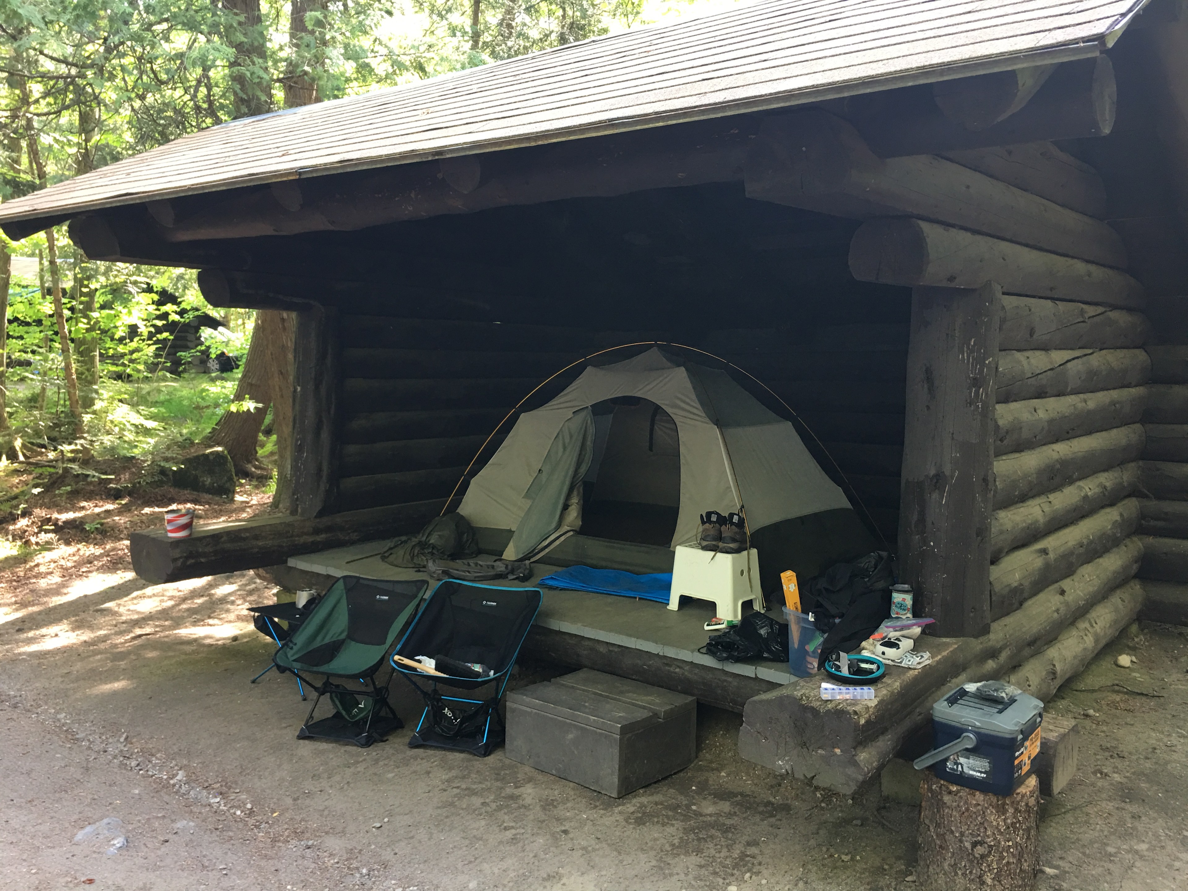 Our 2 person tent fit nicely in the lean-to