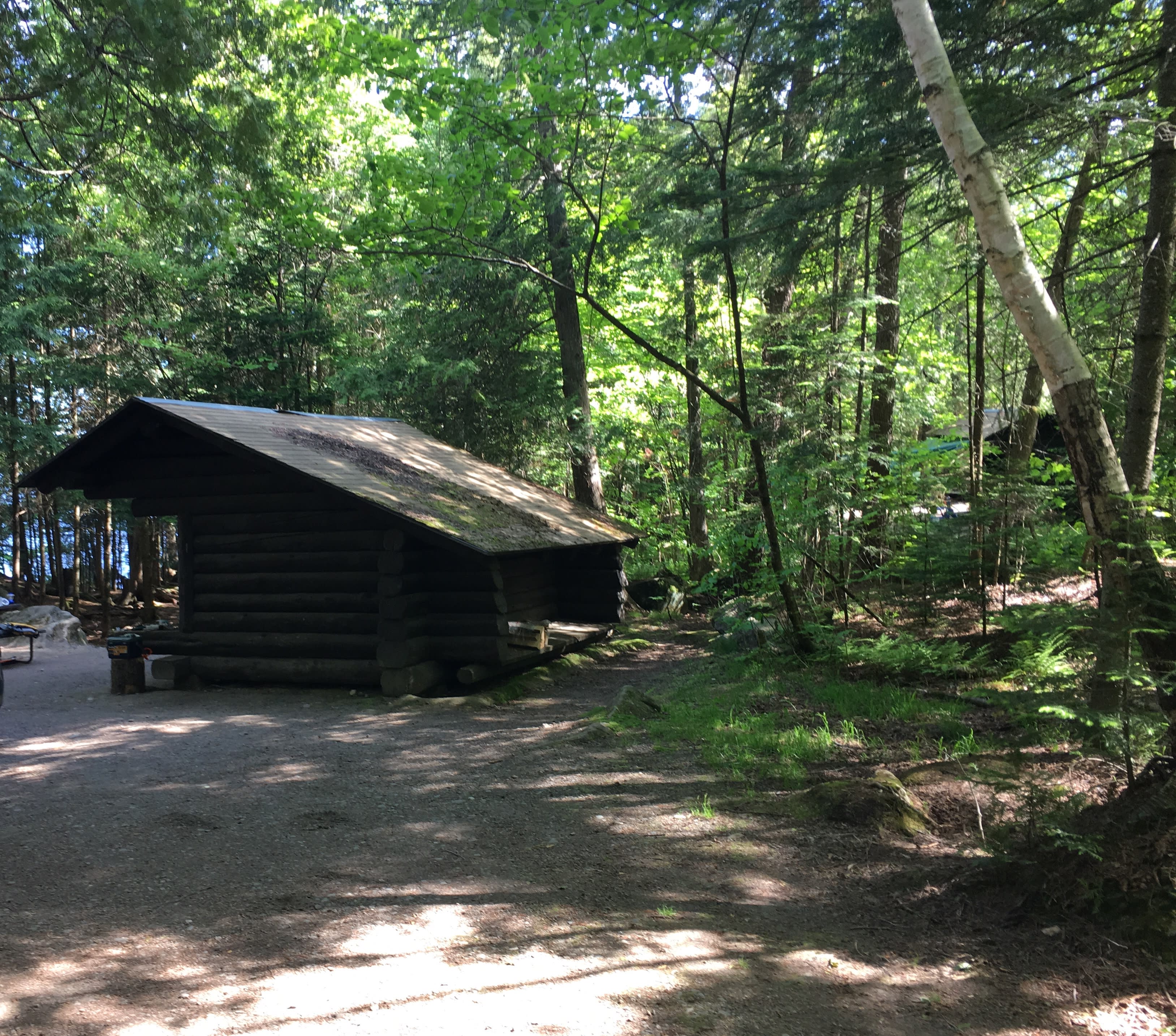 Lean-to faces the lake