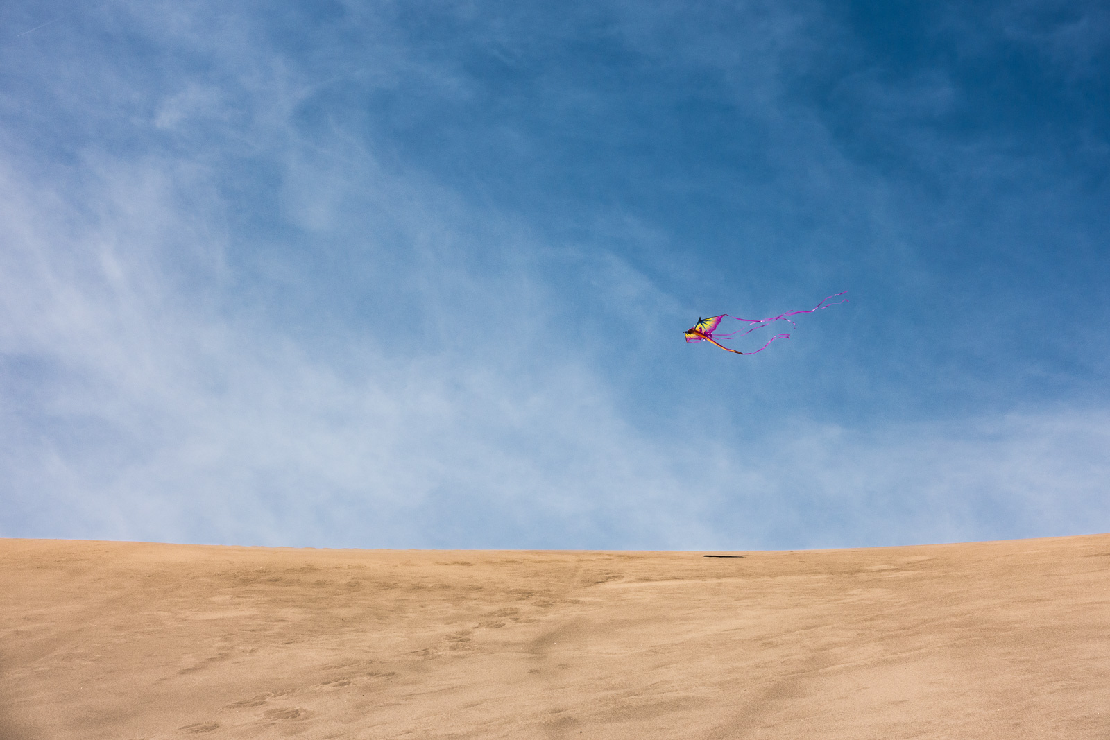 Kite flying at Great Sand Dunes National Park and Preserve.