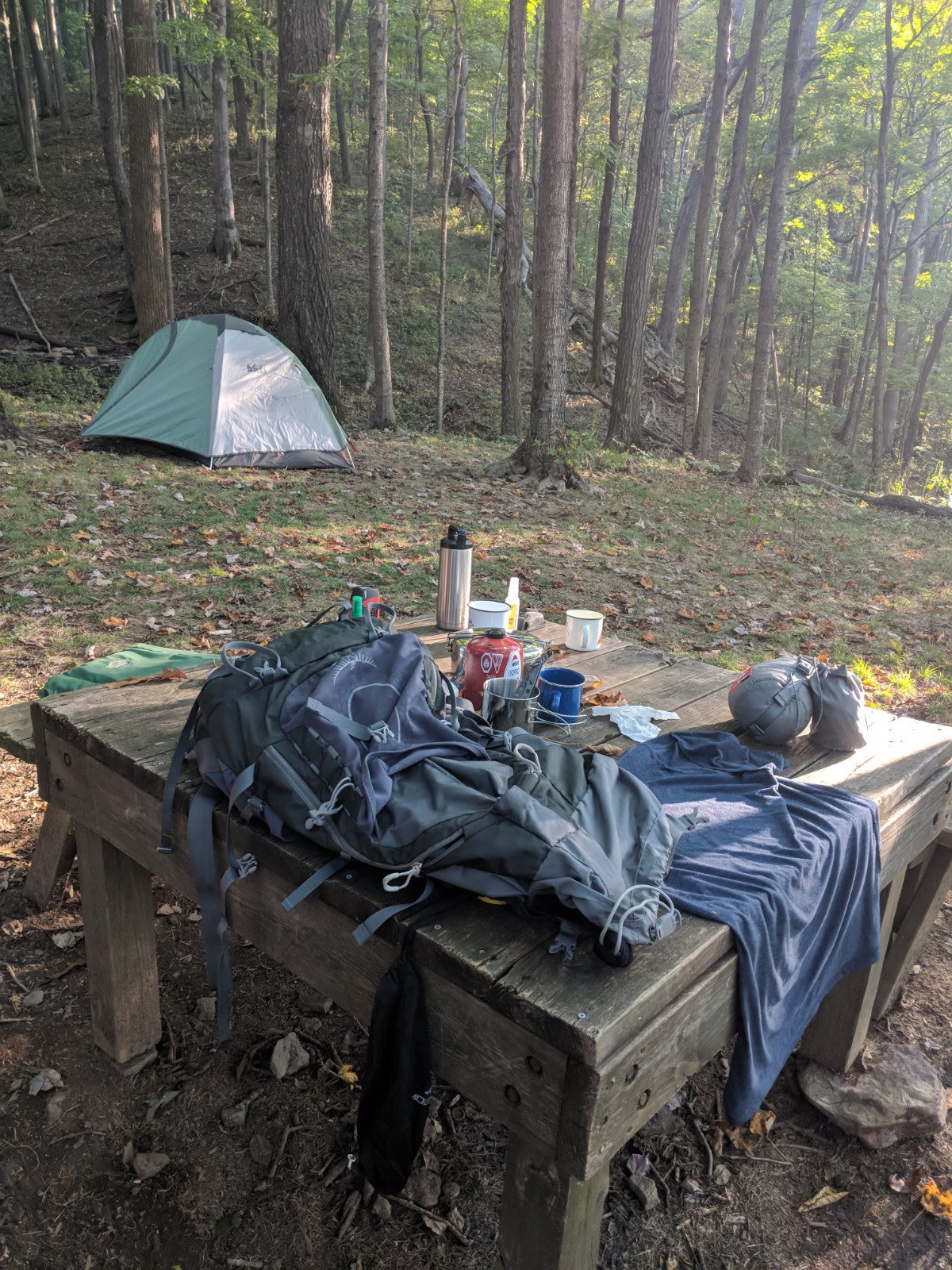 Table and bench at the camp site was wonderful for dining!