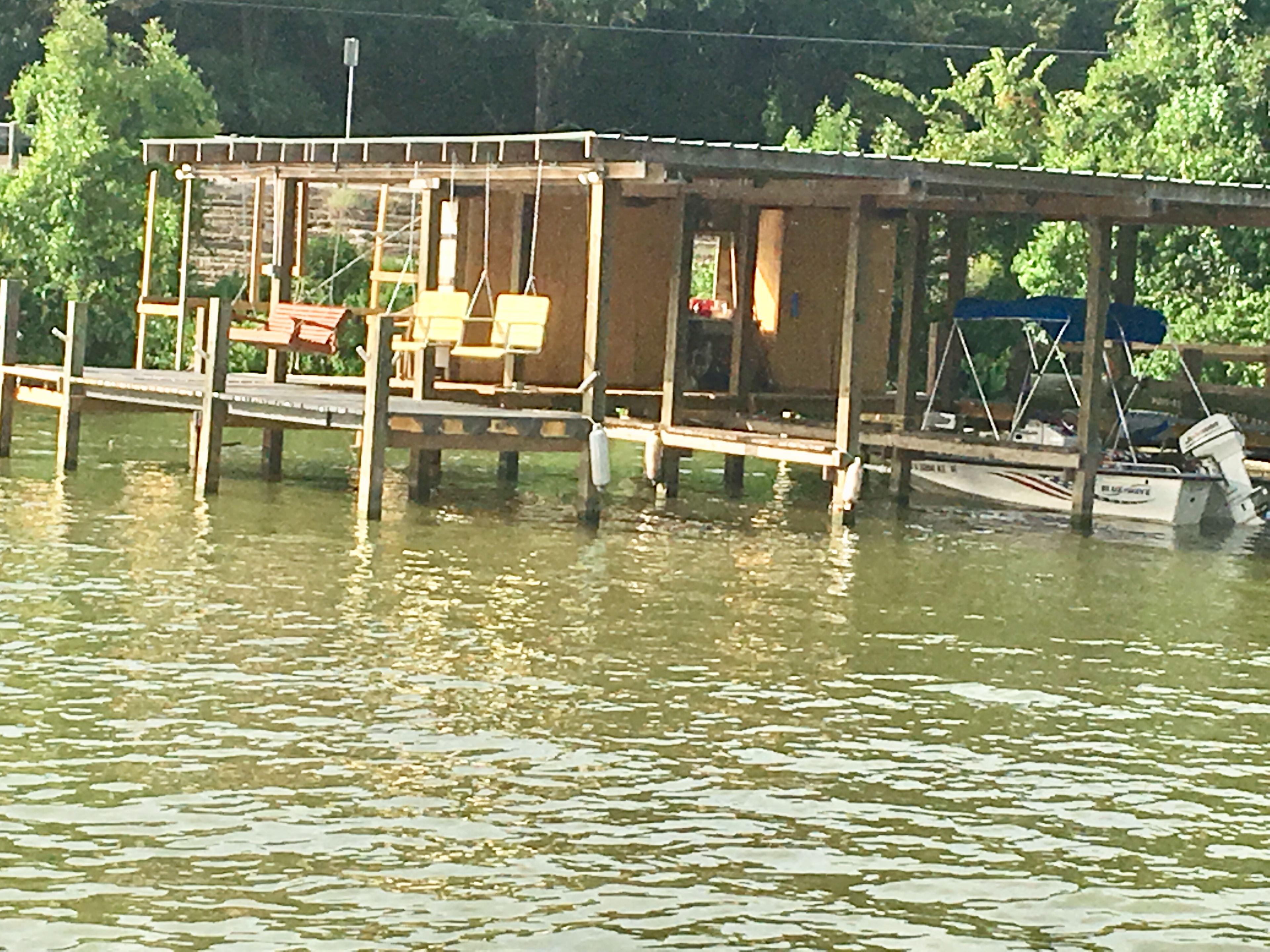 The larger pier with swings, boat house, fishing areas, fish cleaning station, night lights, etc