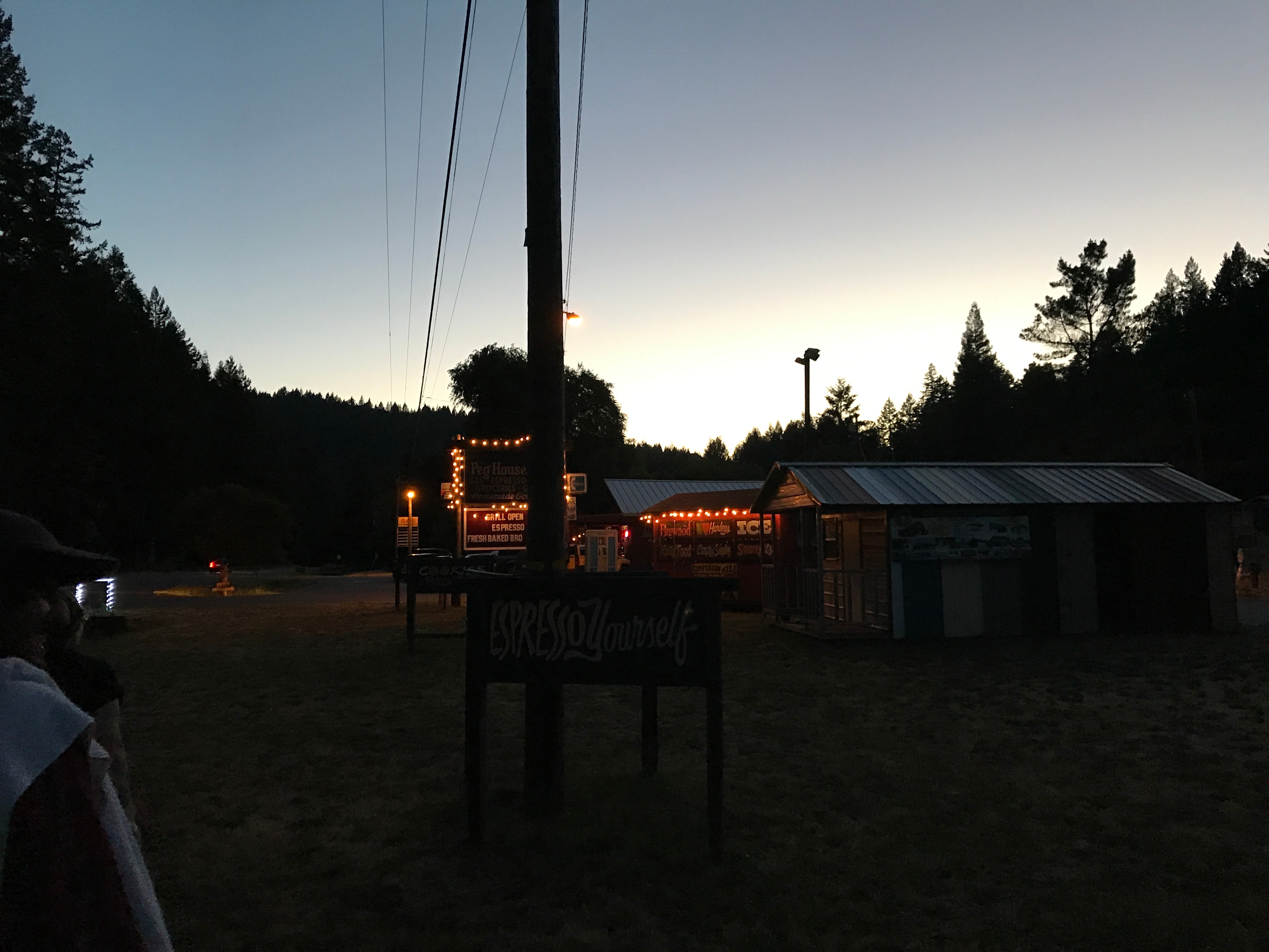 Accross the street from the campground you can get food and watch live music.