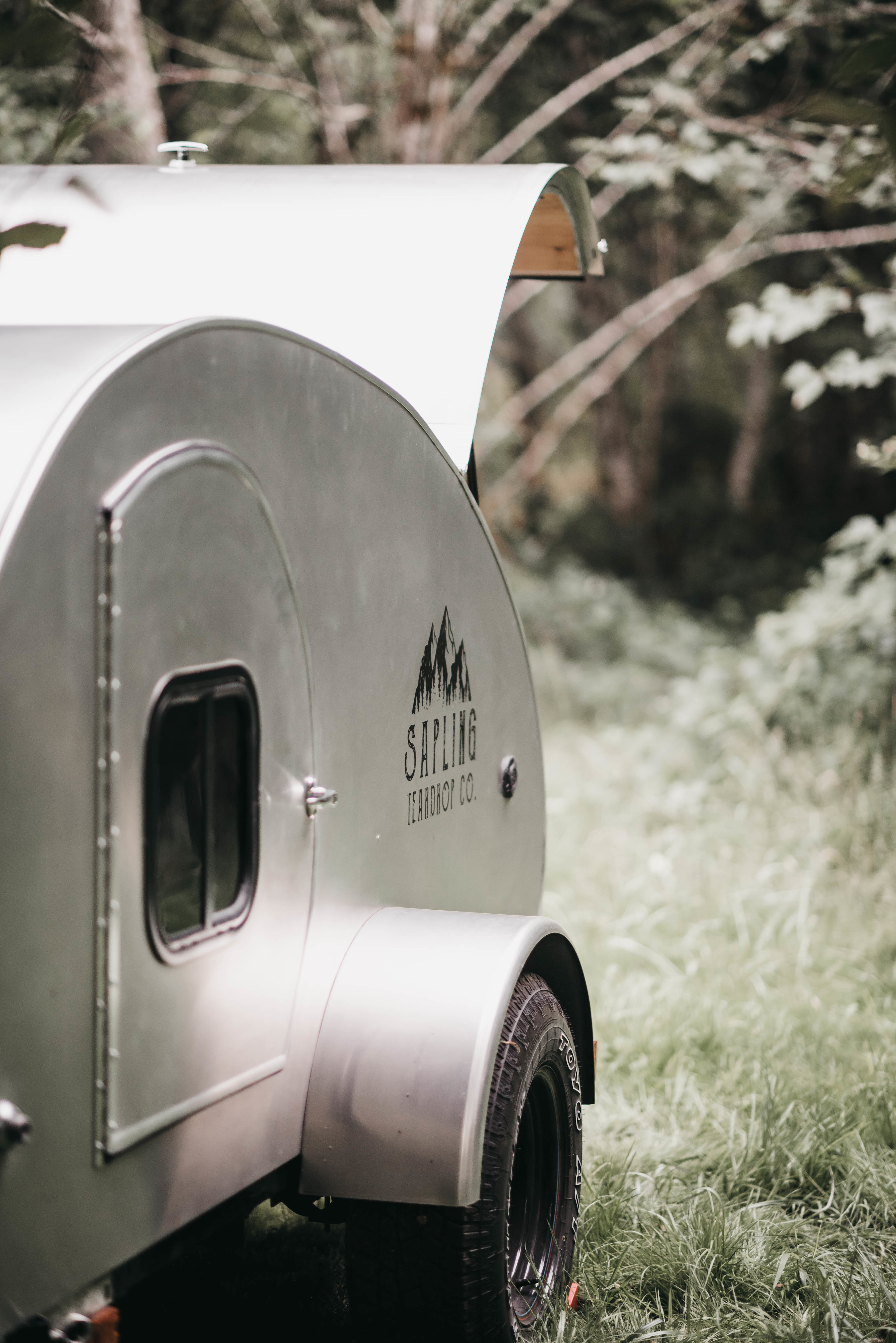 Our teardrop, perfectly set in it's place for the night. 
