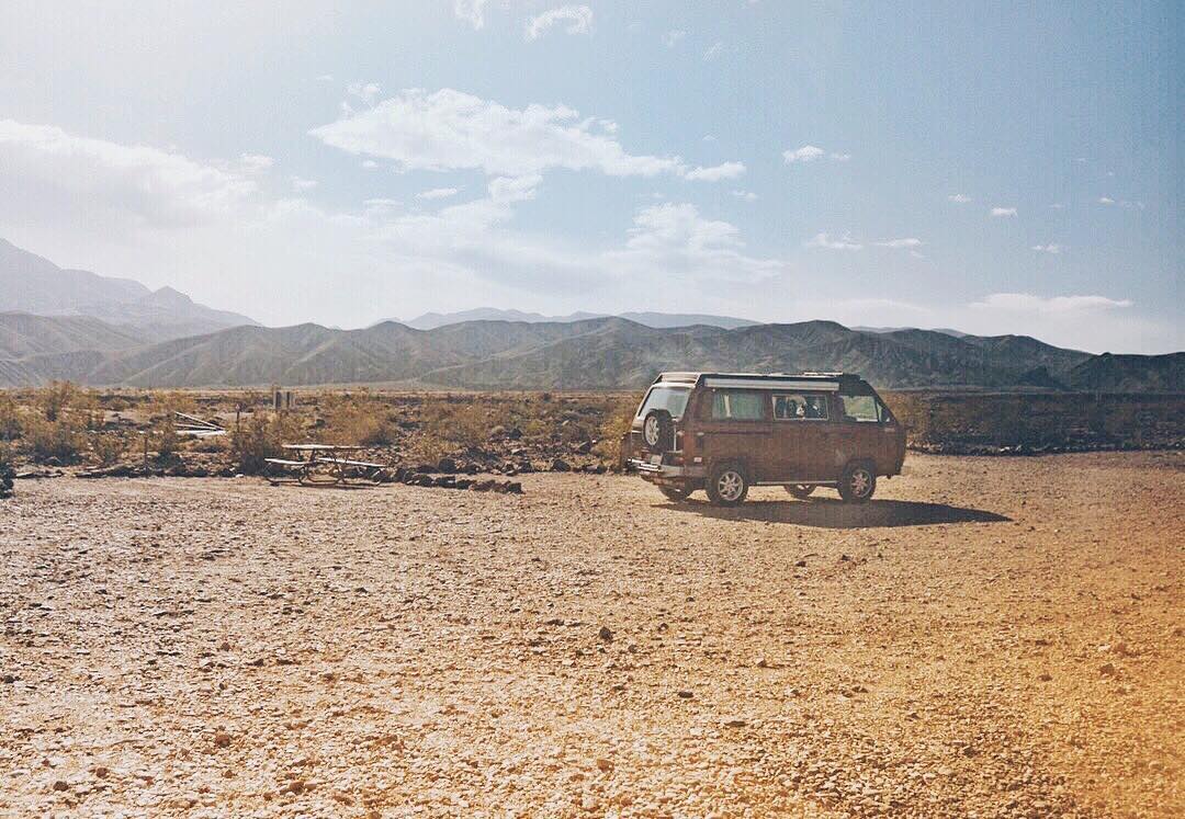 A view of the campground, taken through our car window the morning after the heavy duststorm.