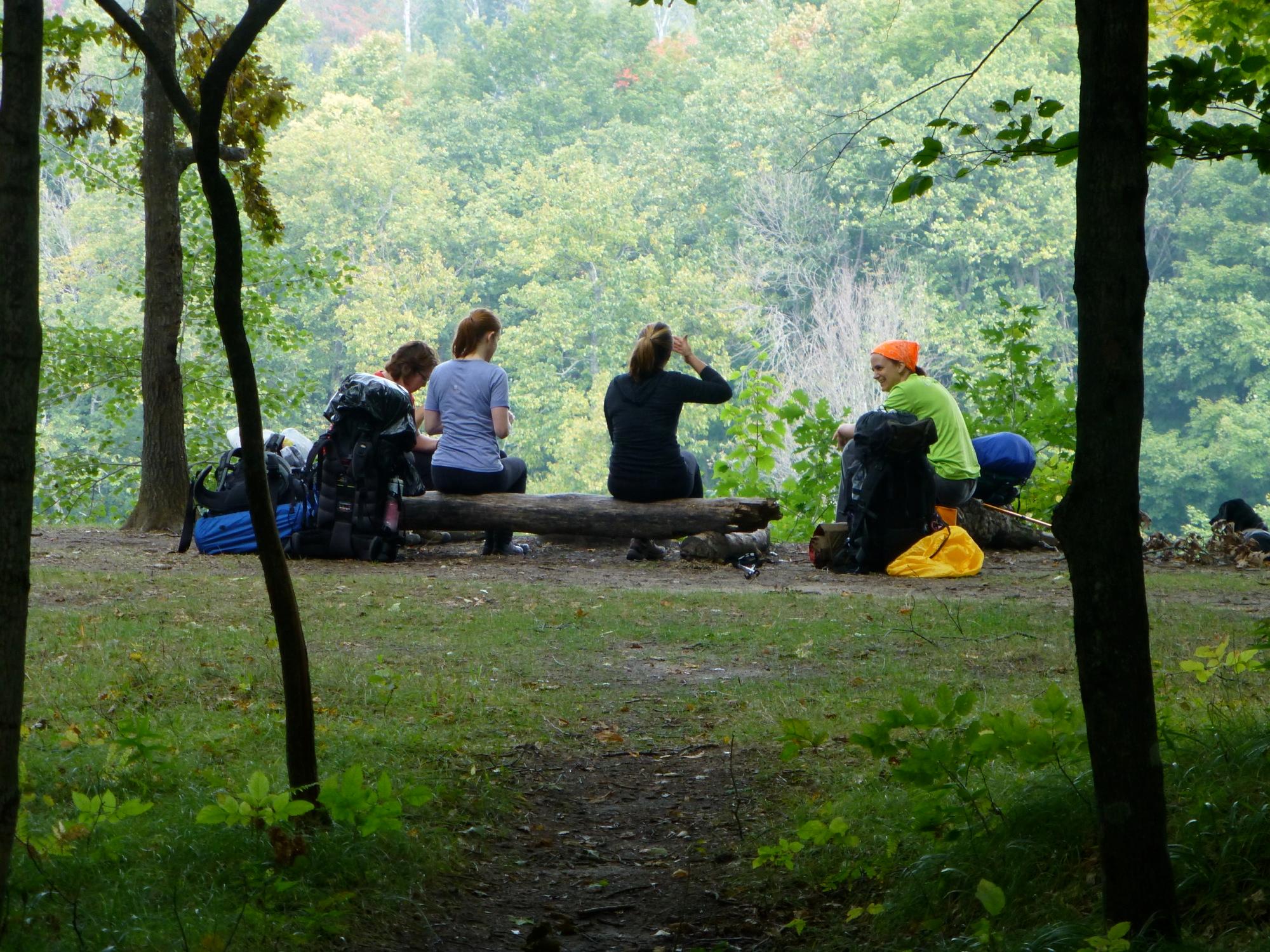 Stopping for lunch on the east side of the river, overlooking the cliffs.