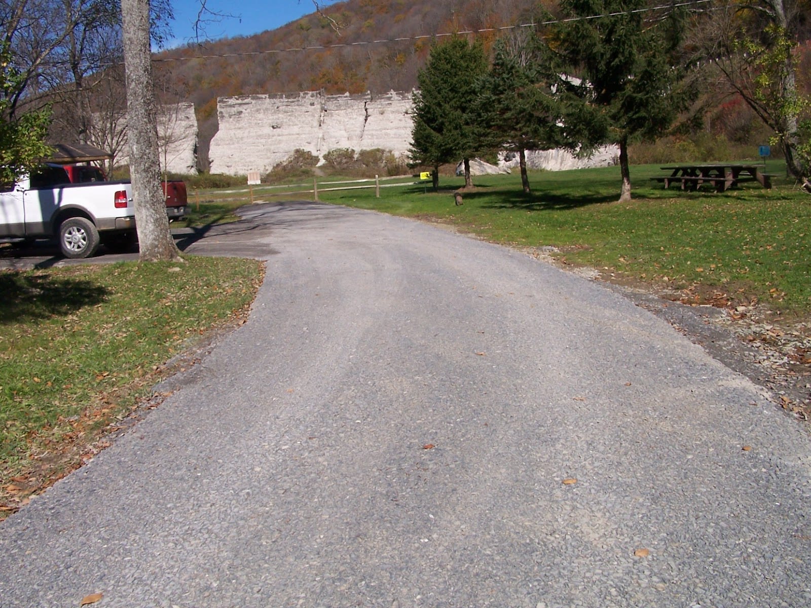 Entrance to Welcome Center/Gift Shop/Pavilion at the Austin Dam Ruins Meadow (no camping allowed in this area and no climbing on the dam ruins)