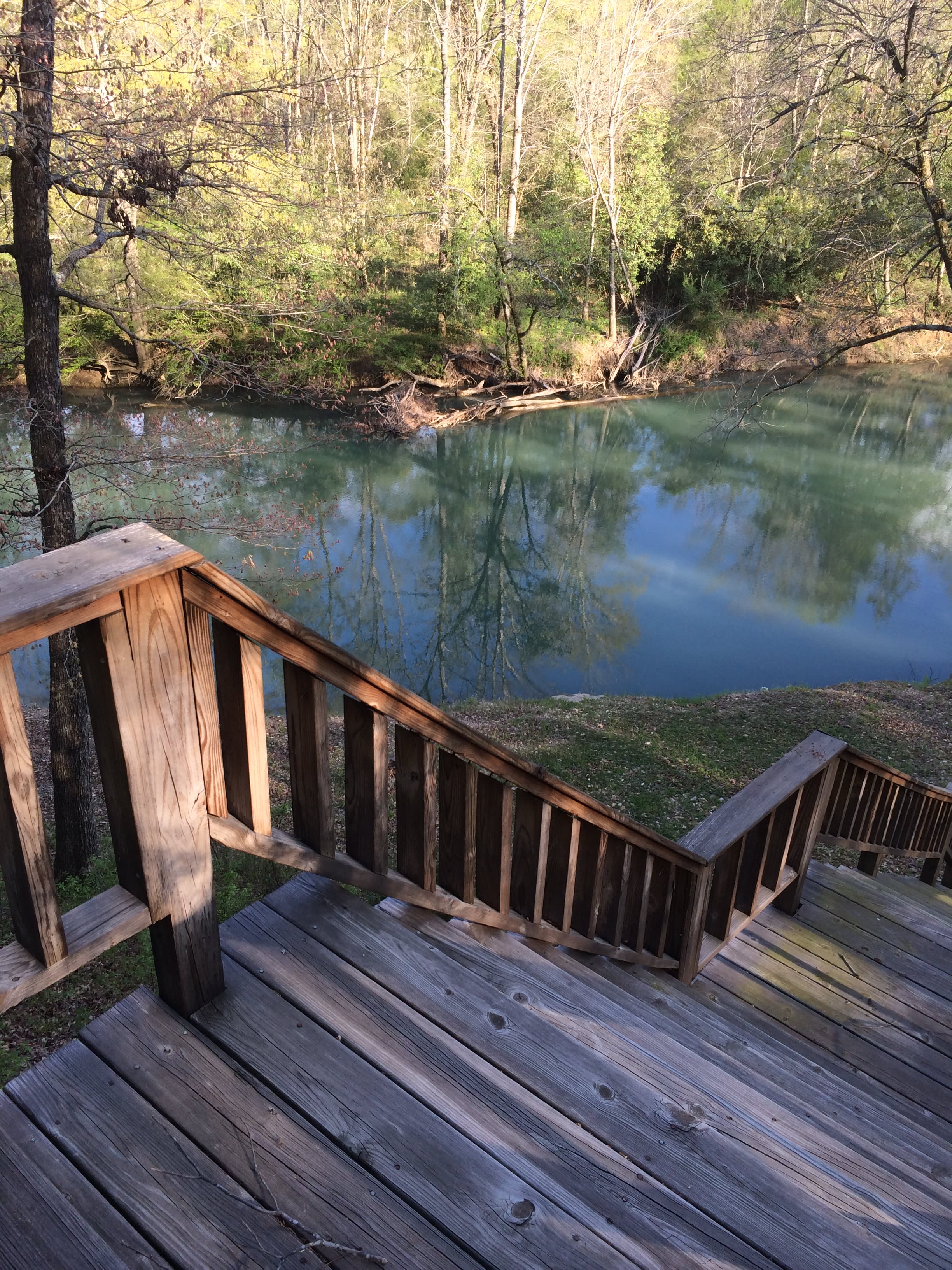 118 steps from the top to the river! The view is amazing on the way down, and it will leave you breathless on the way back up!