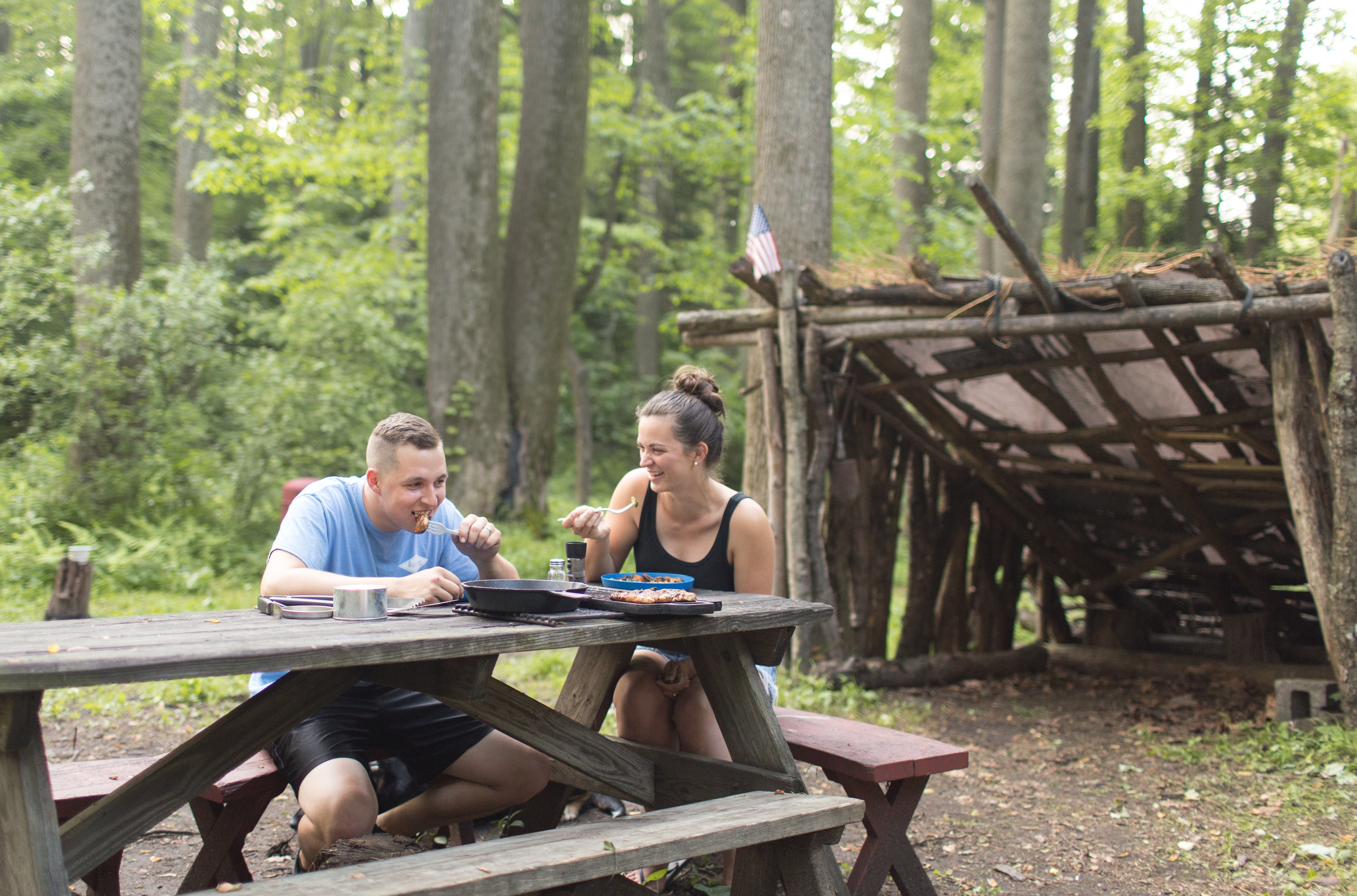 The picnic table provided the perfect place to eat our meals and play some card games.