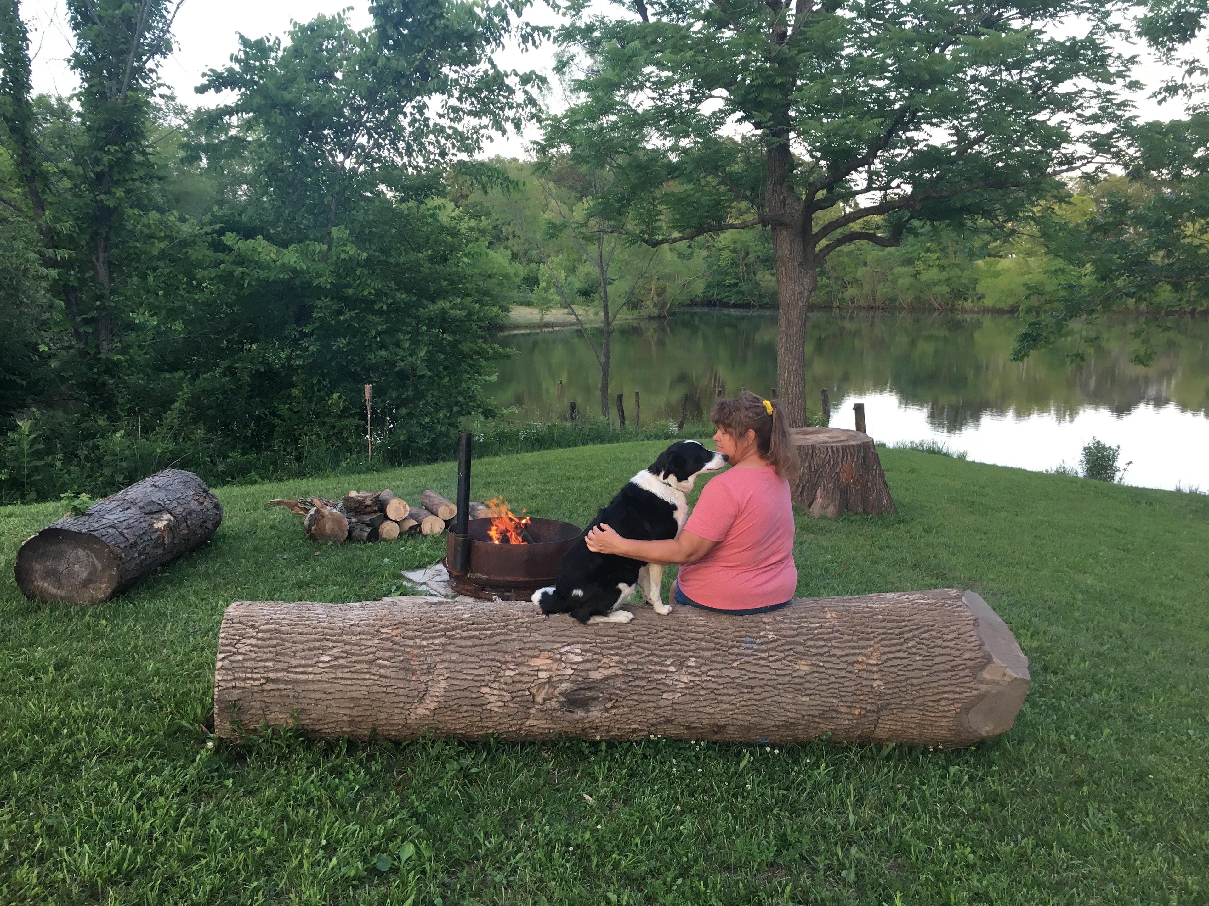 Relaxing by the fire