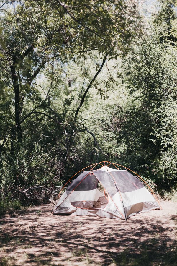 The tent was STEPS away from the most peaceful water