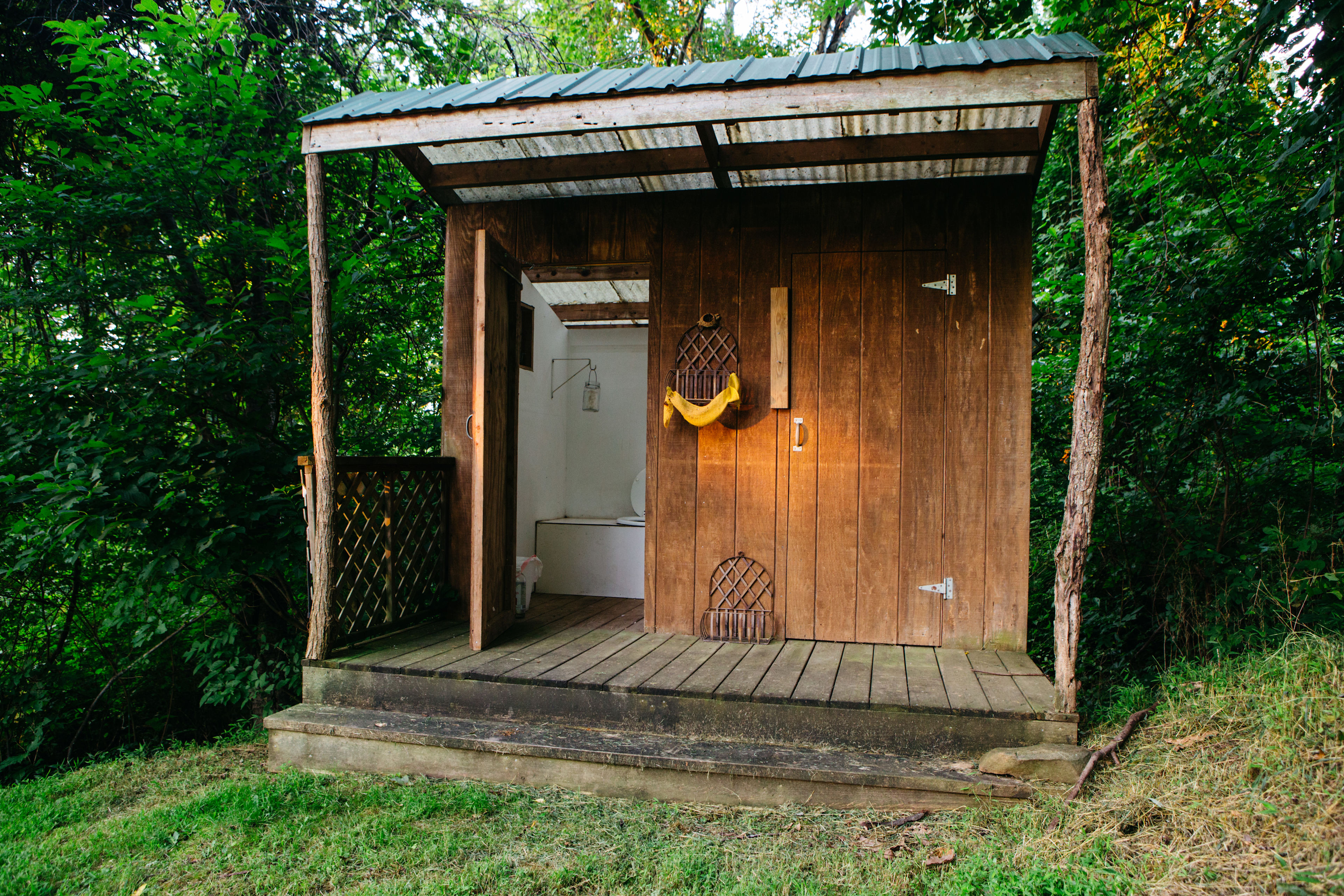 Bathroom with composting toilets just a short walk from the shelter. 