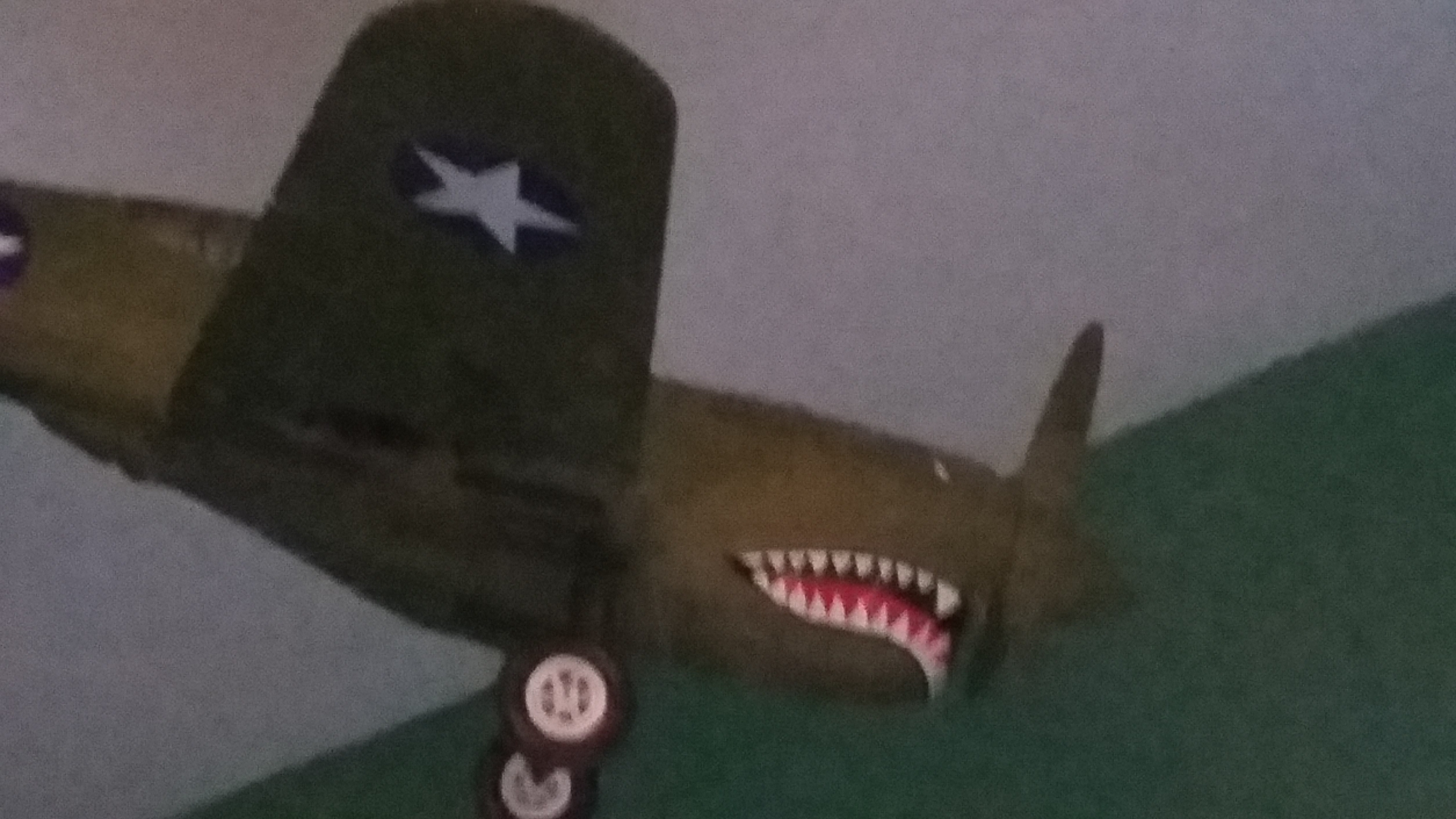 Bombers from the war fly across the room