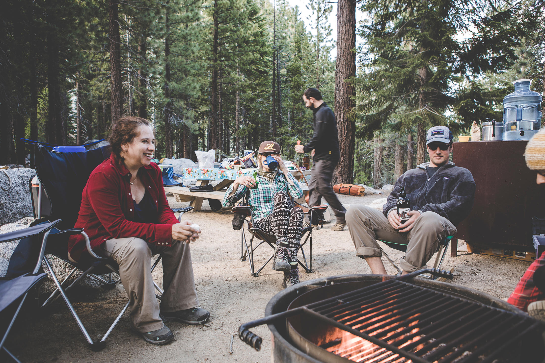 Getting the fire ready for cooking at Whiney Portal
