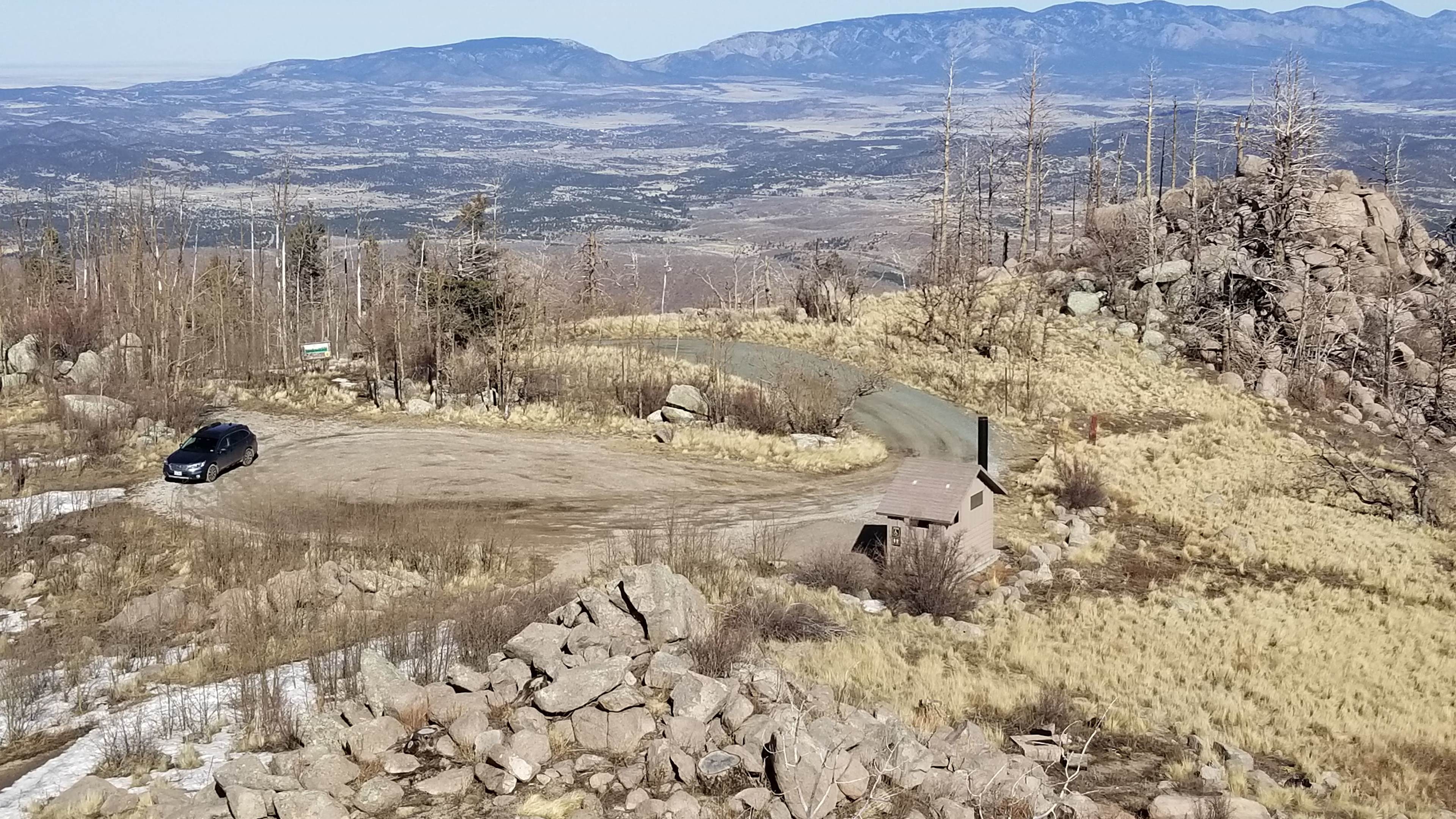 Parking Lot & camp sites at the top