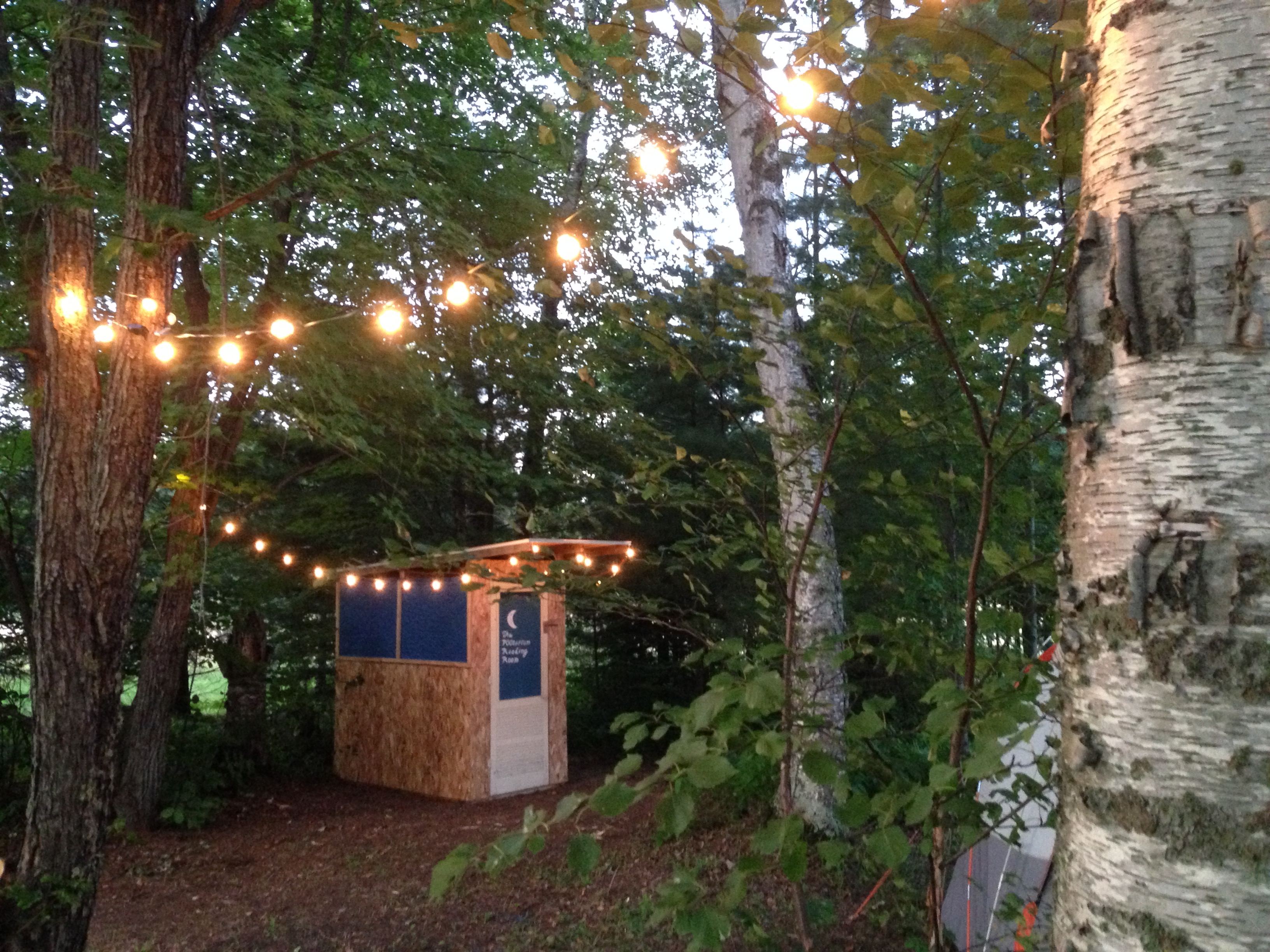 Easy to find outhouse among the birches.