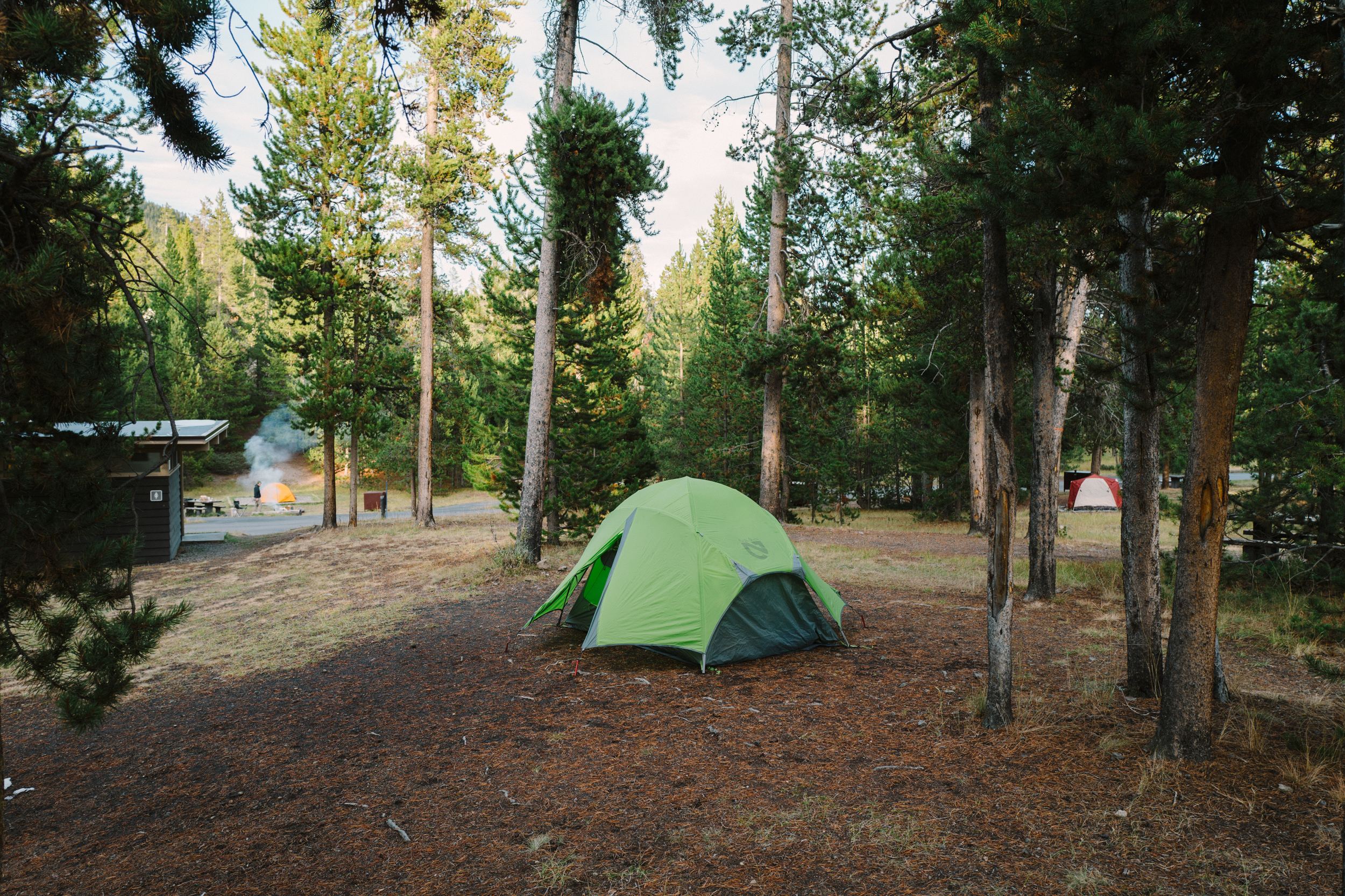 Loop H, Site 267 is near the end of the one way loop and directly across from the restroom facilities. Decent shade. (Tent only loop)