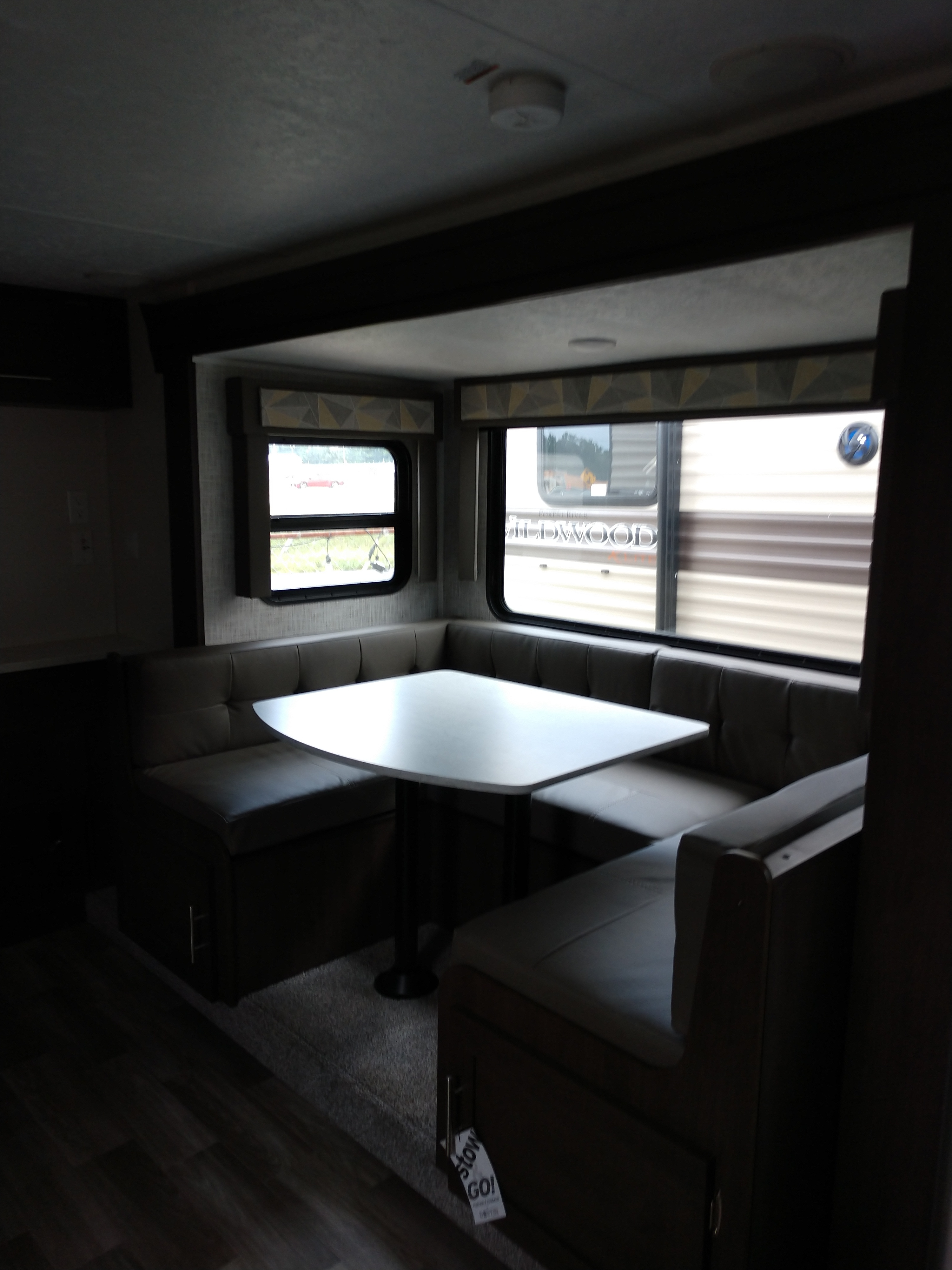 Eating area that folds down to make the second bed.