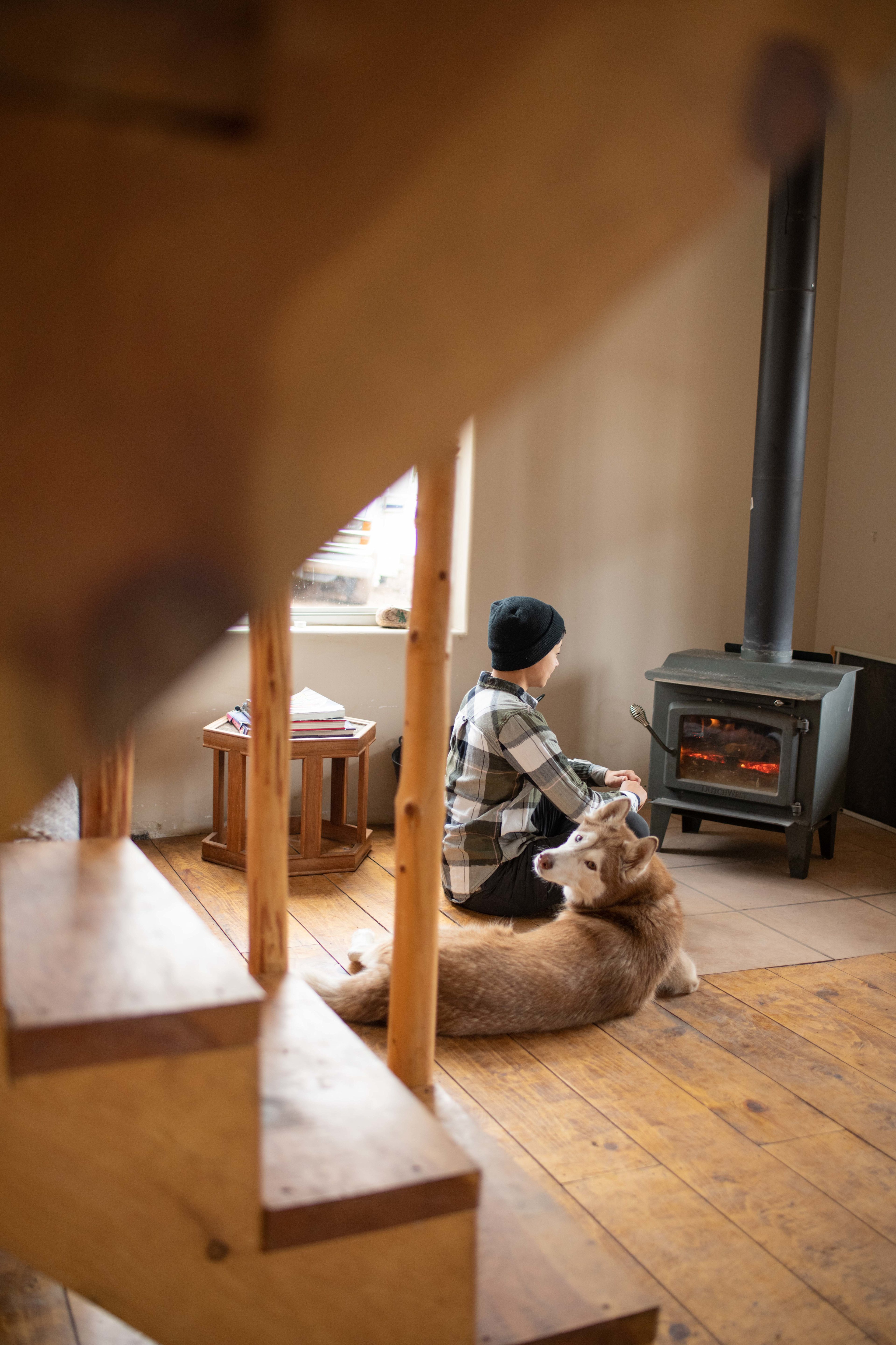 The wood burning stove was easy to get going and warmed the cabin up wonderfully