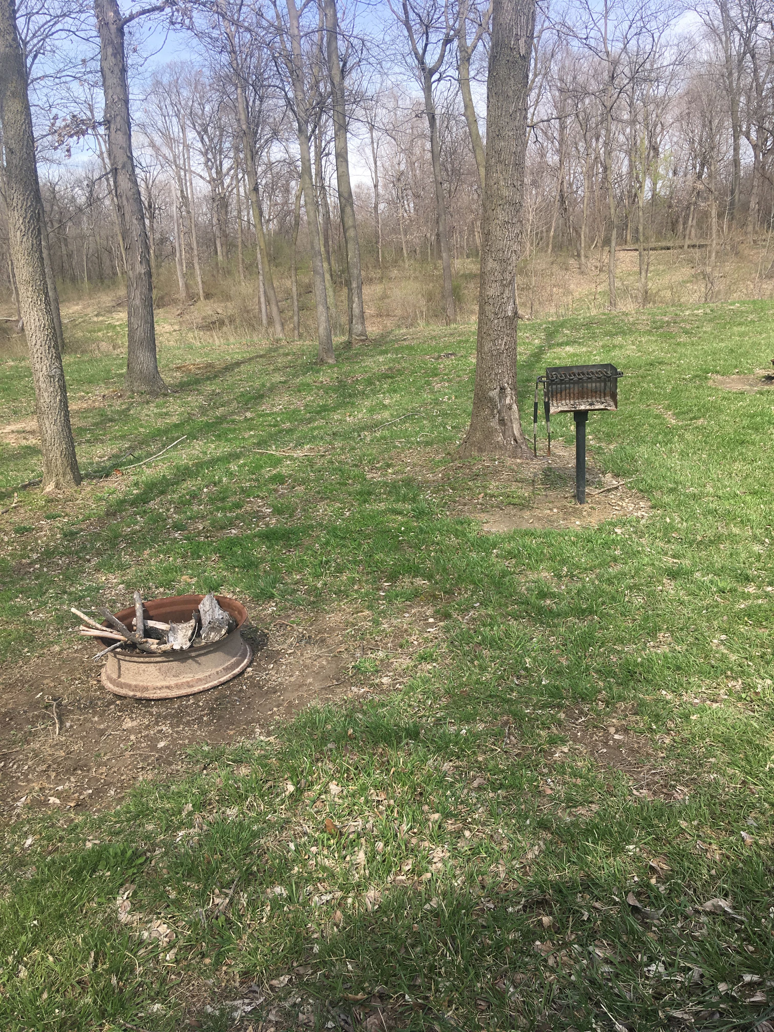 Some camp spots are near the wooded area and lake
