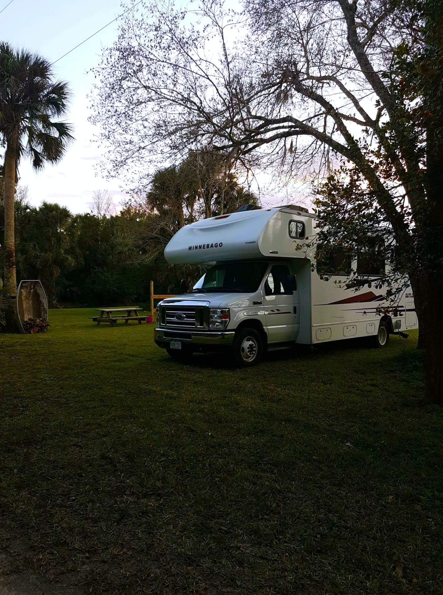 Evening at Camp Shiloh, just before the solar lights came on