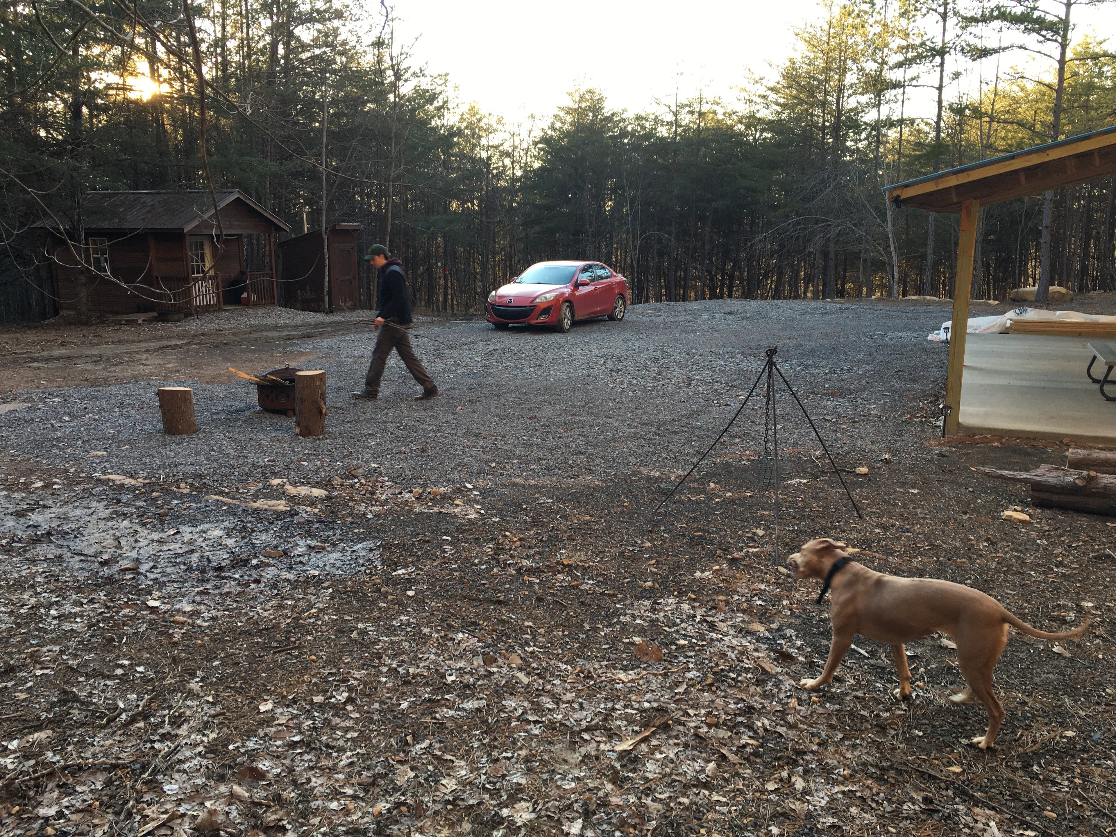 Getting ready to make dinner on an open fire. The host provided a few grates to help the process.