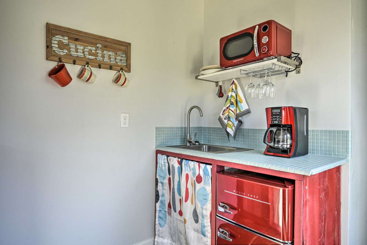 Kitchenette with Microwave, Coffee Maker and Refrigerator