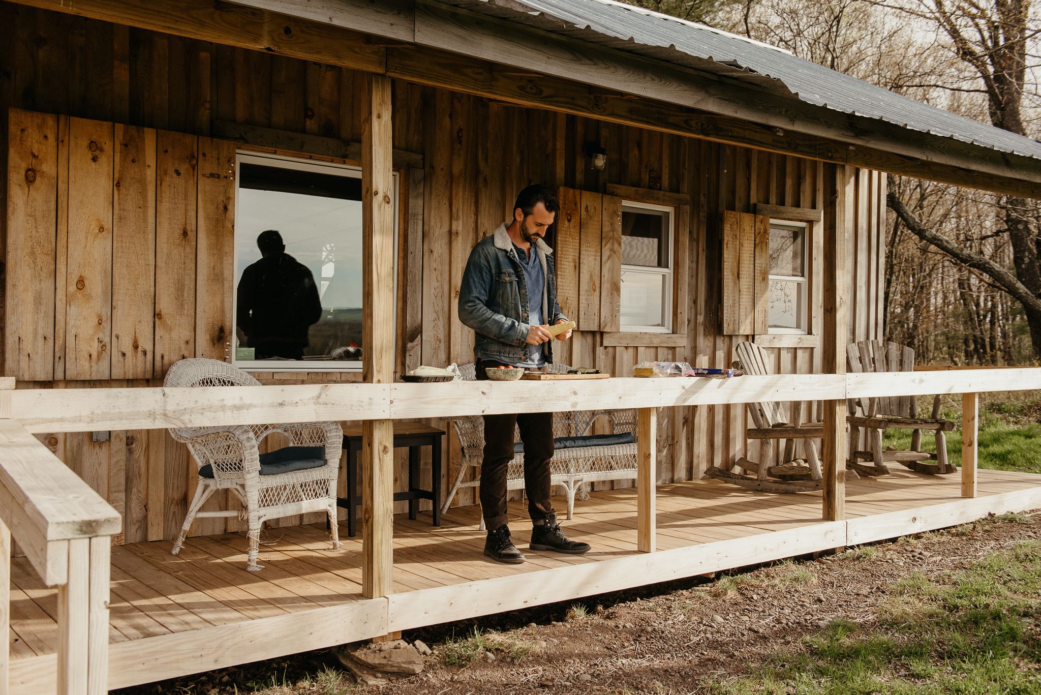 Anywhere is a good spot at the Shack to prep for dinner. You can cook up over the fire pit or use the amazing flat top grill!