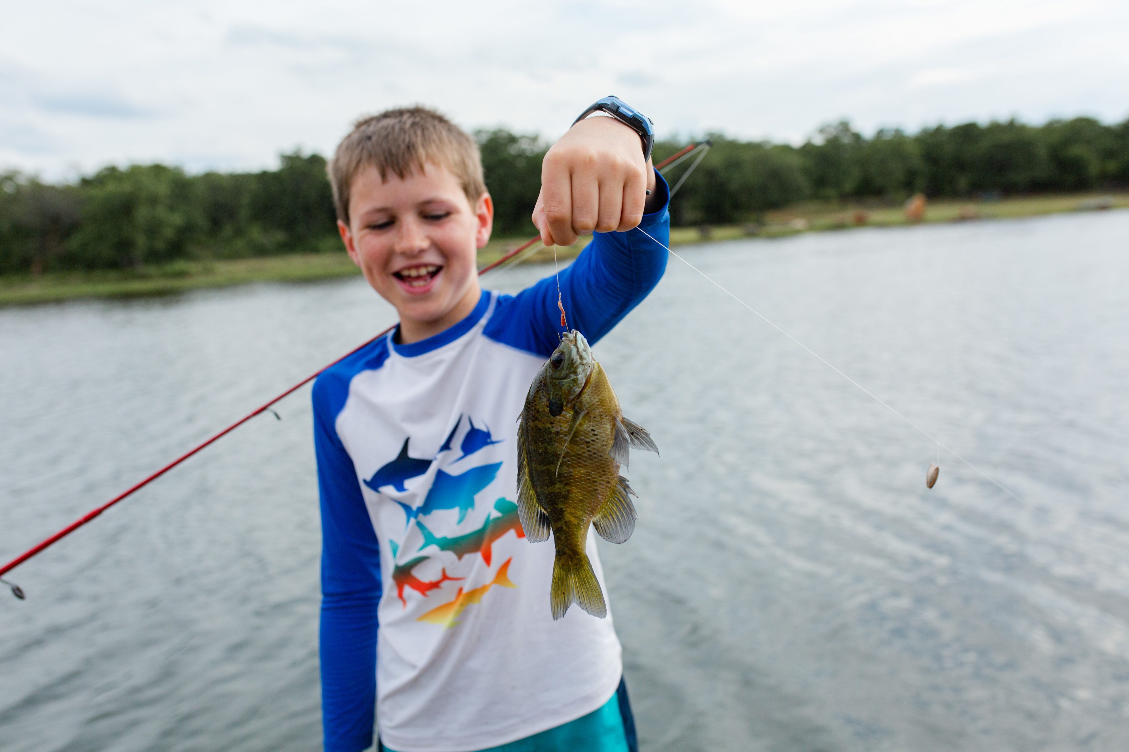 kiddos so excited about their perch catch!