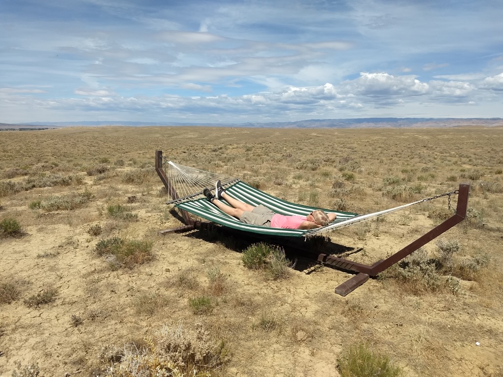 Relax in the provided hammock.