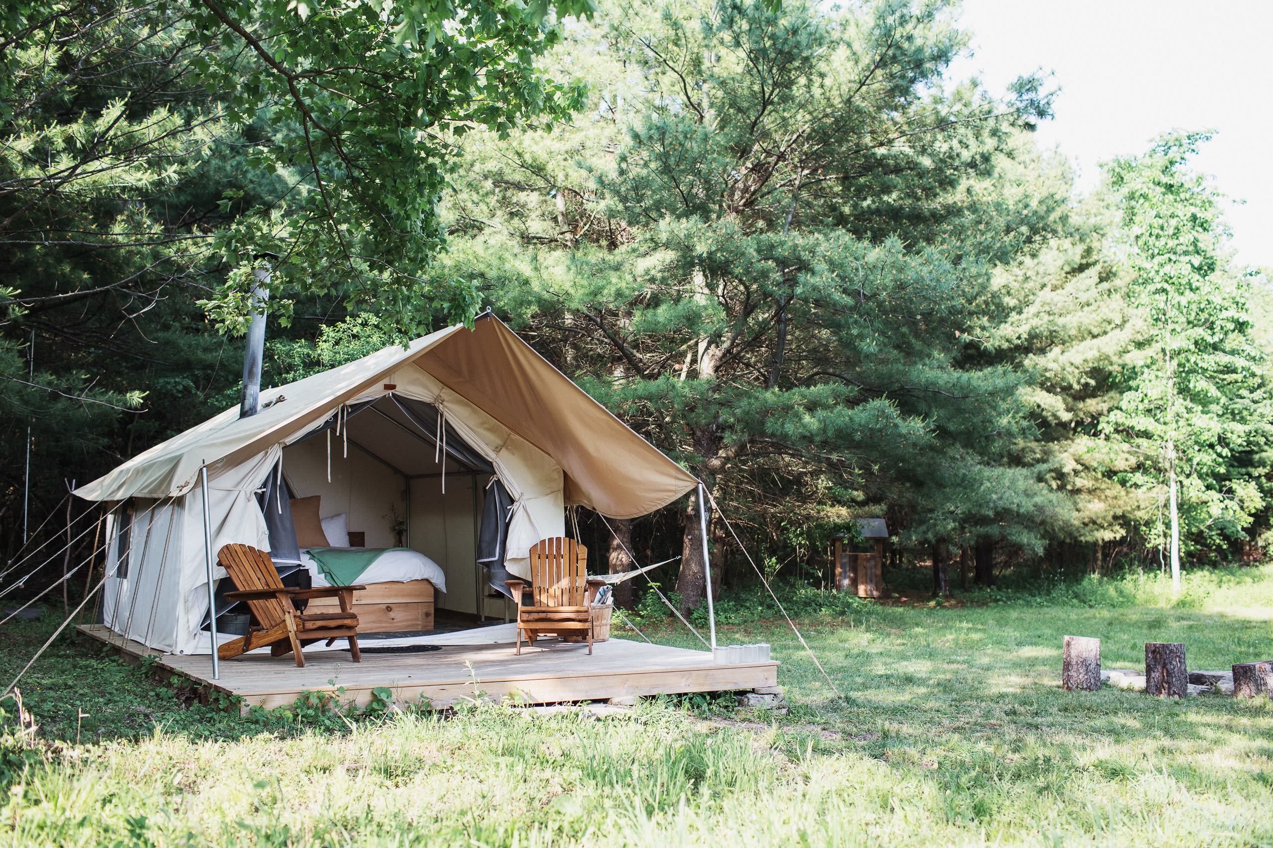 The site is tucked back into an alcove of trees, feeling very private. 