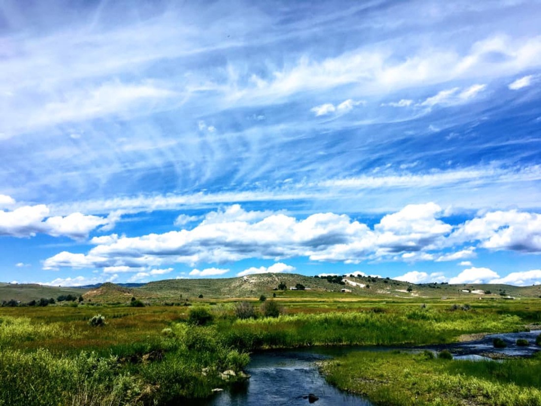 The view of our property from across the middle fork of the Malheur River... We're up on that hill, there.