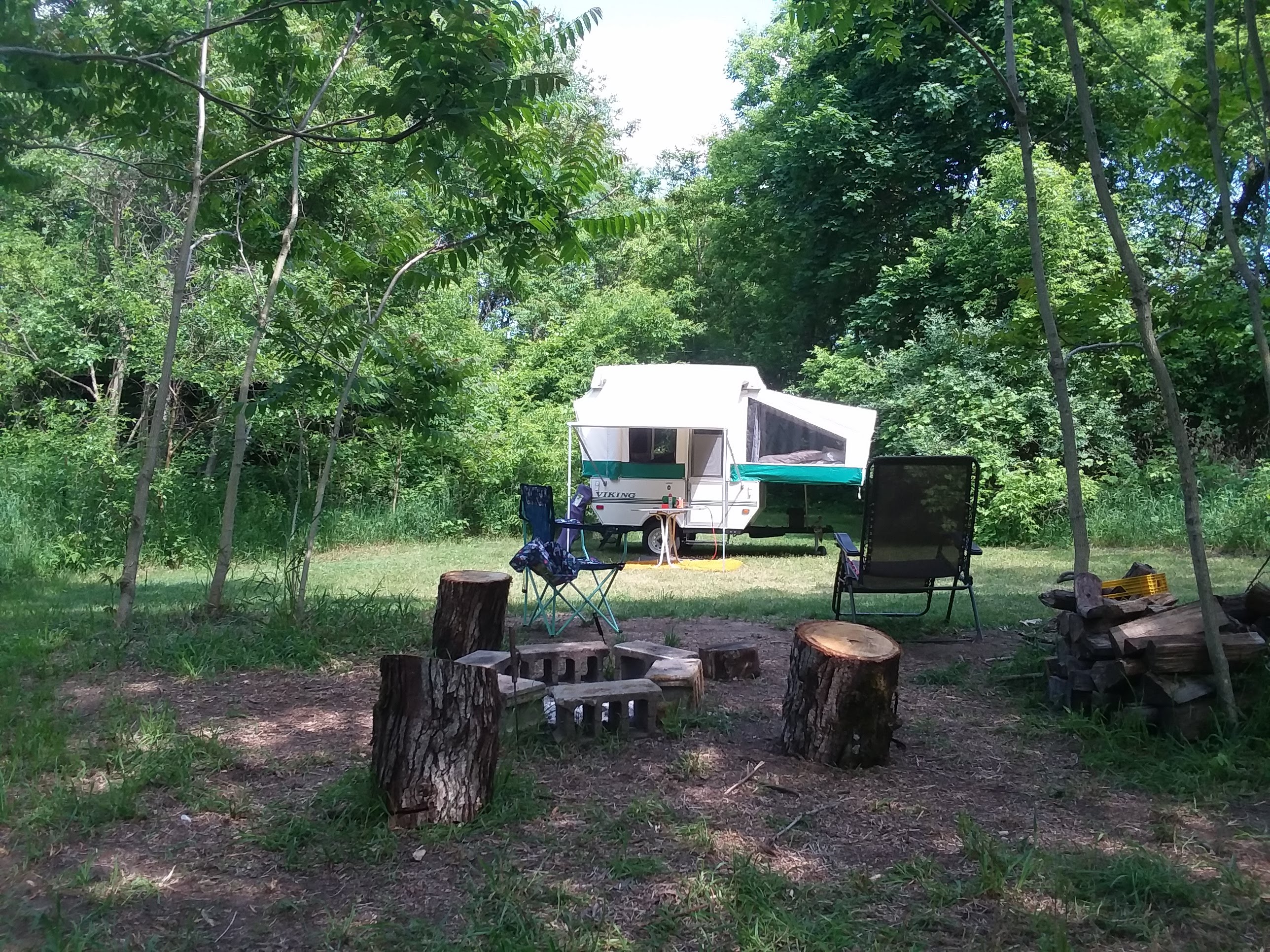 Great spot to park a popup or small camper near to the bonfire. 