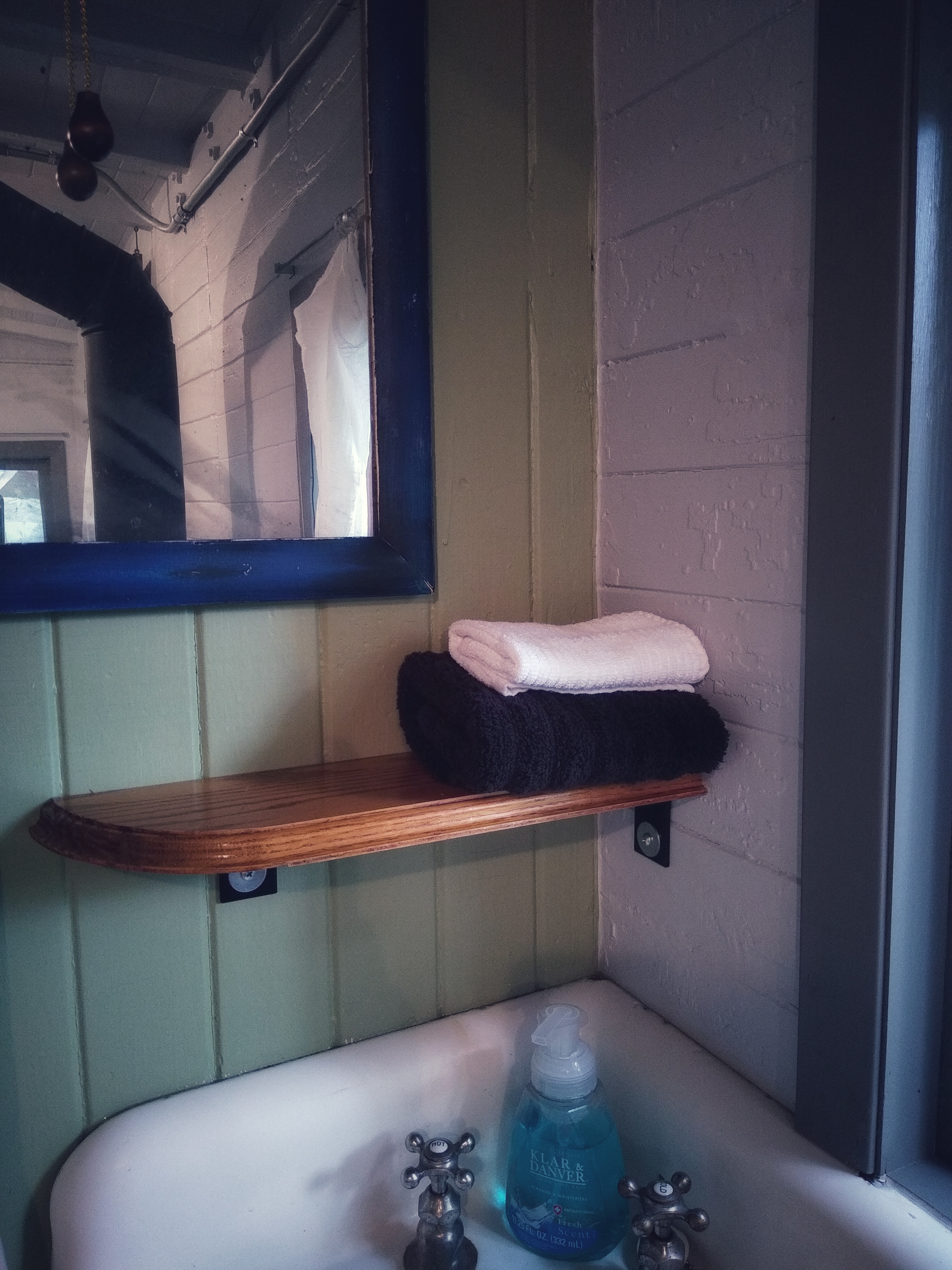 Towels and hand soap are provided too.