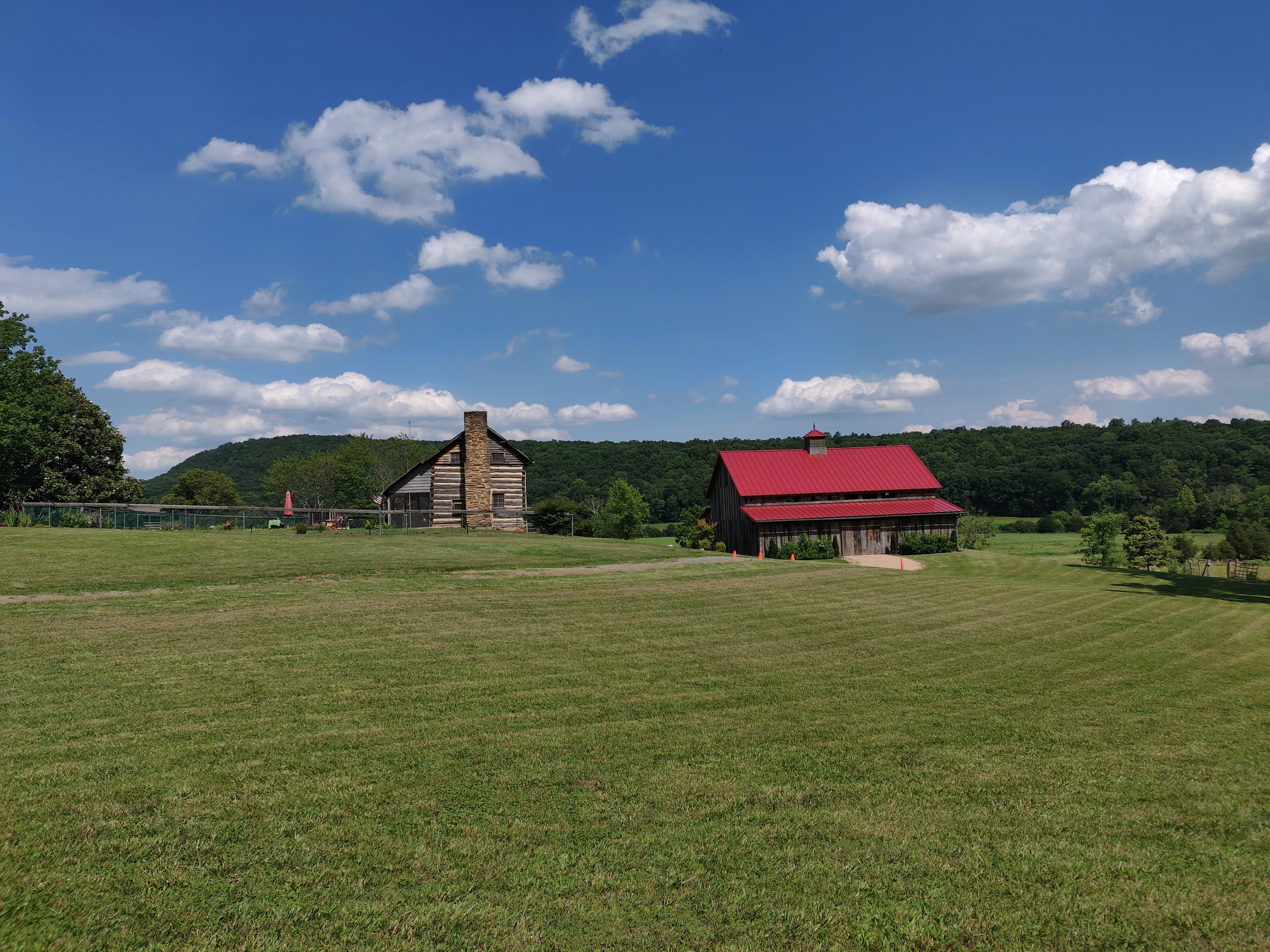 The cabin and barn