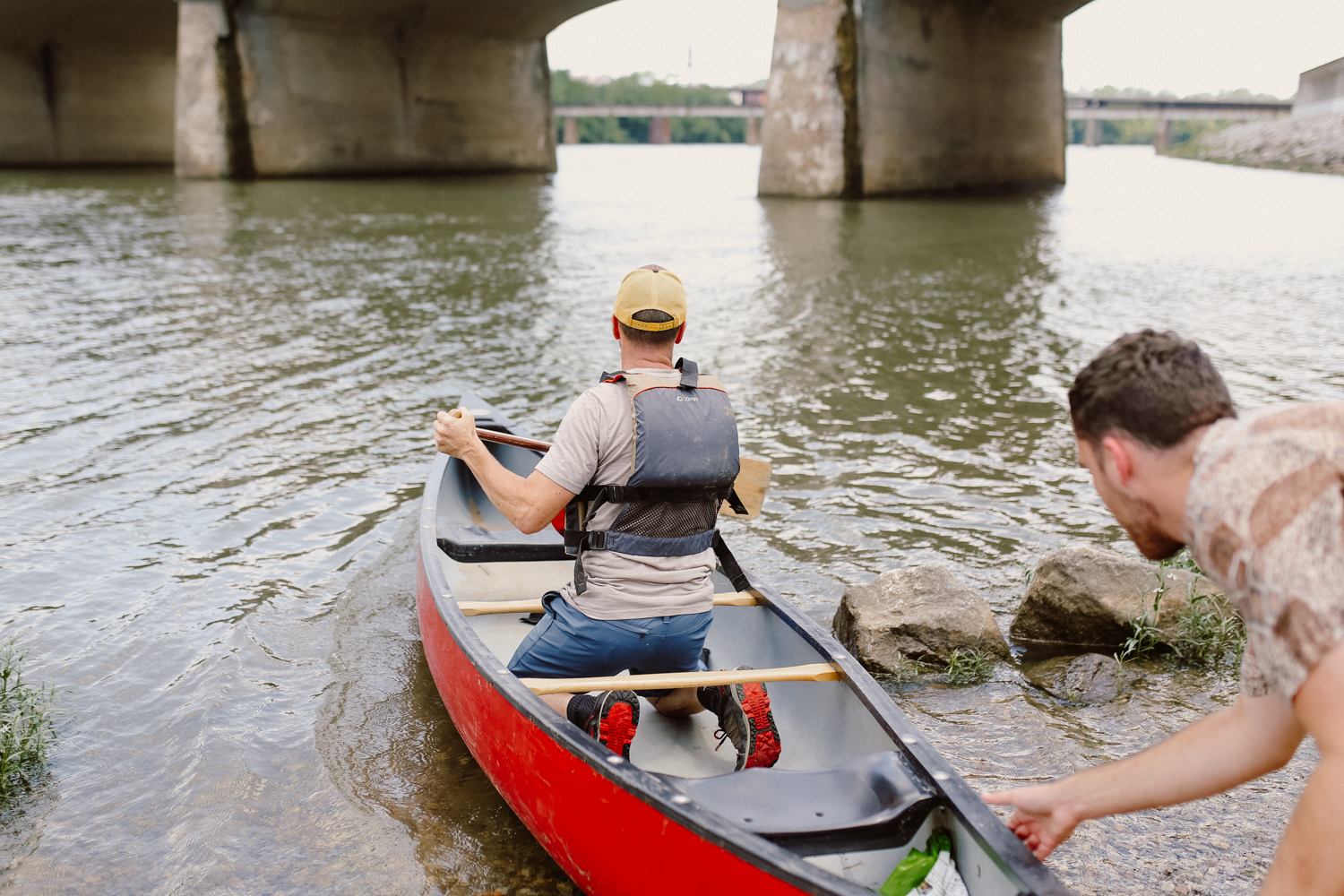 Getting ready to canoe over to the island