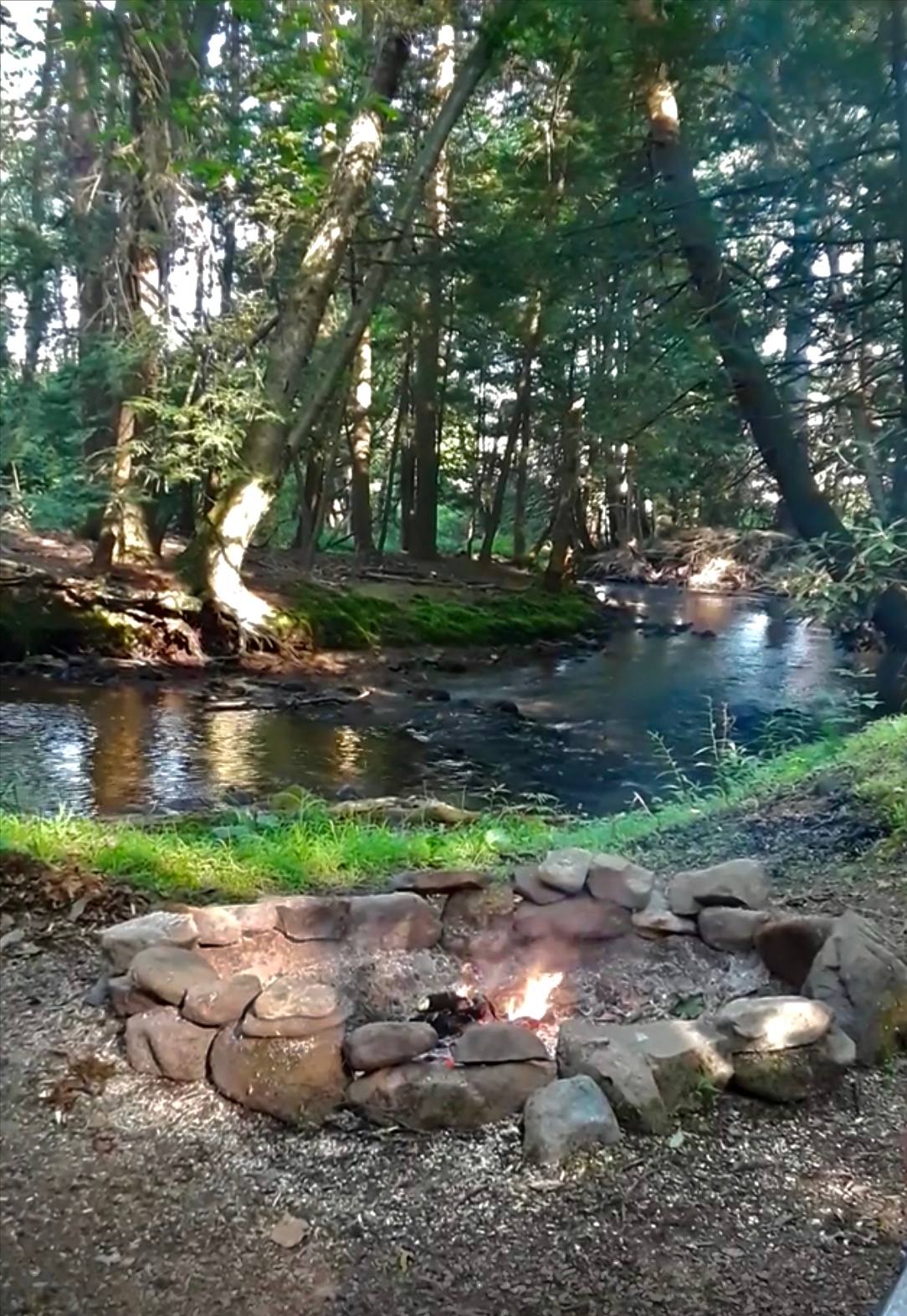 Starting a fire creekside
